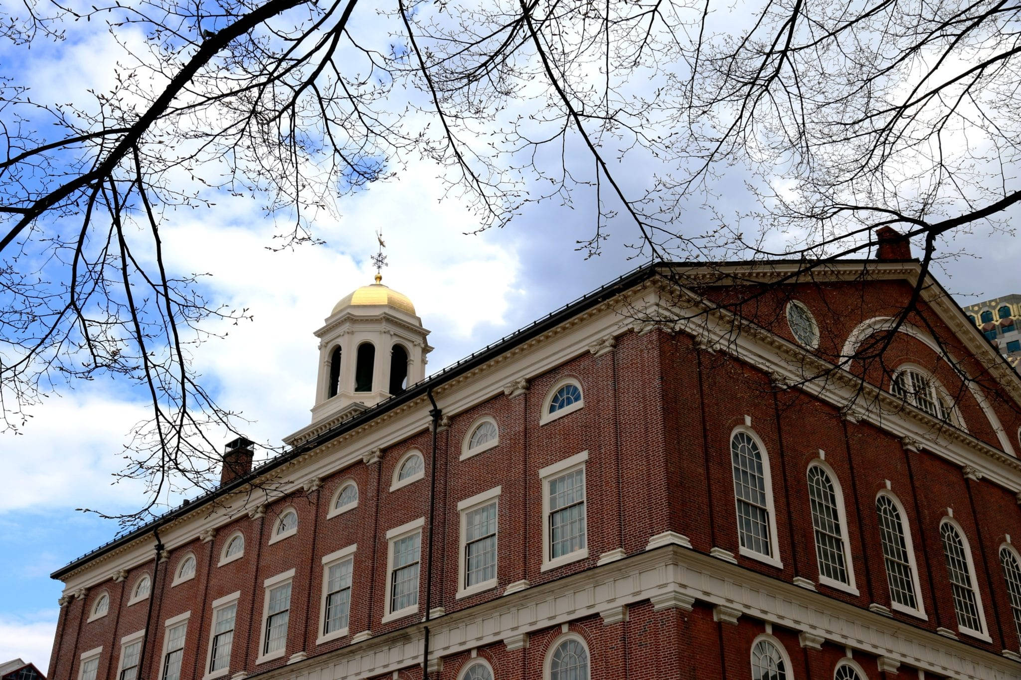 Faneuil Hall, red brick building, golden dome, Full HD Desktop Wallpaper