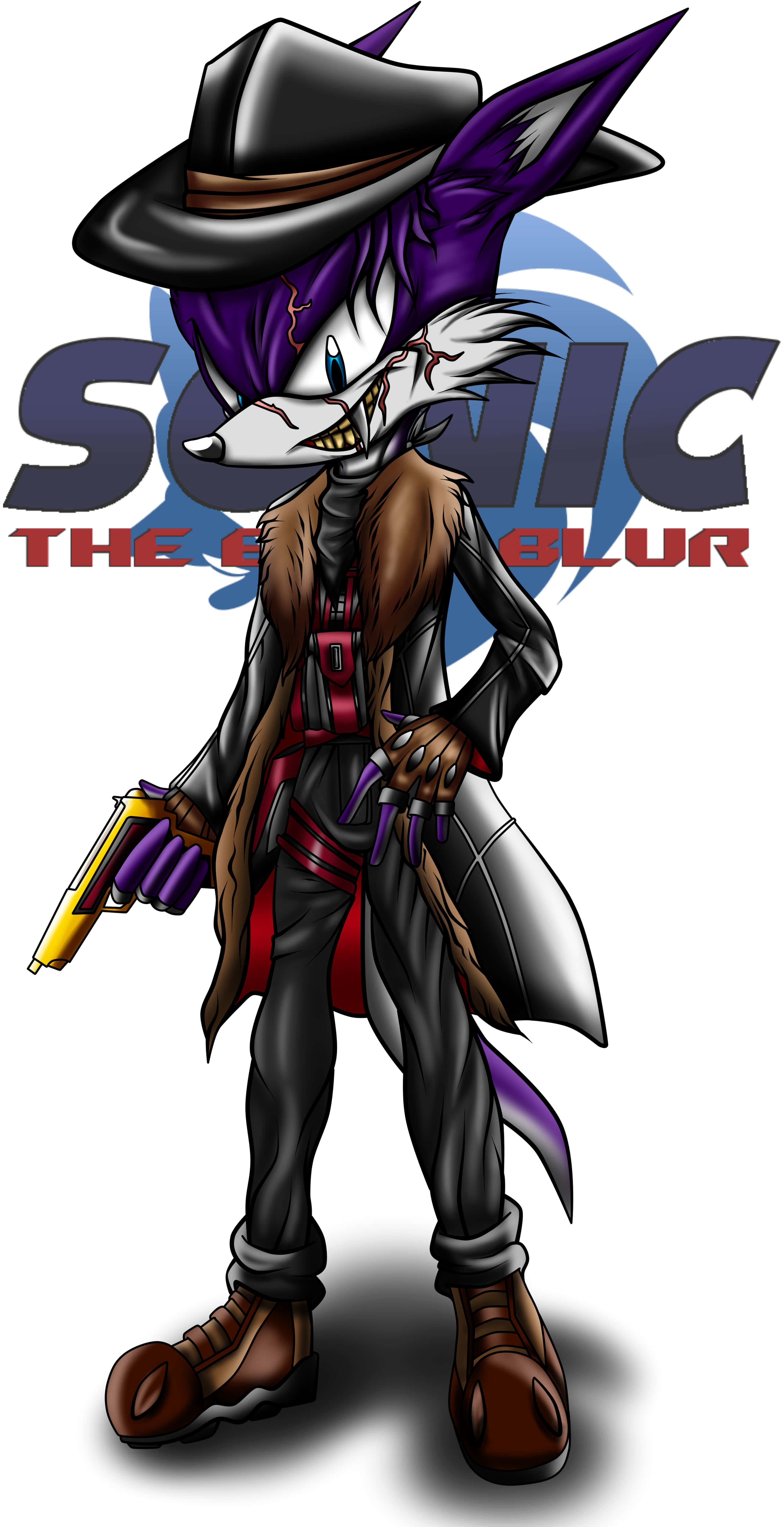 Fang The Sniper, purple fox, black fedora, 4K Phone Wallpaper