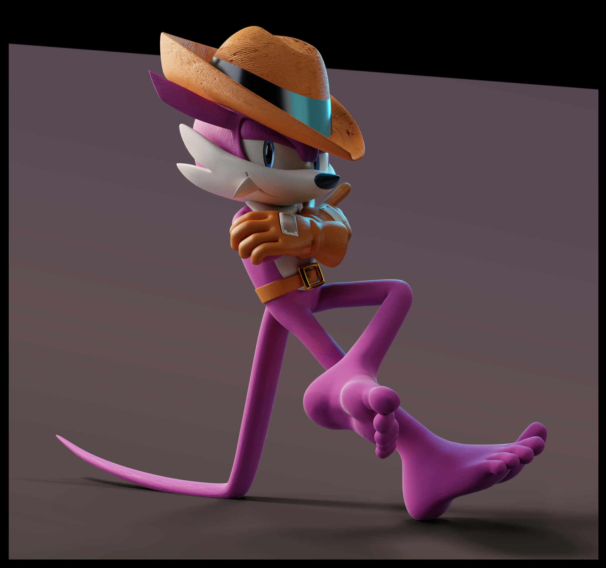 Fang The Sniper, purple anthropomorphic fox, straw hat, Full HD Desktop Wallpaper