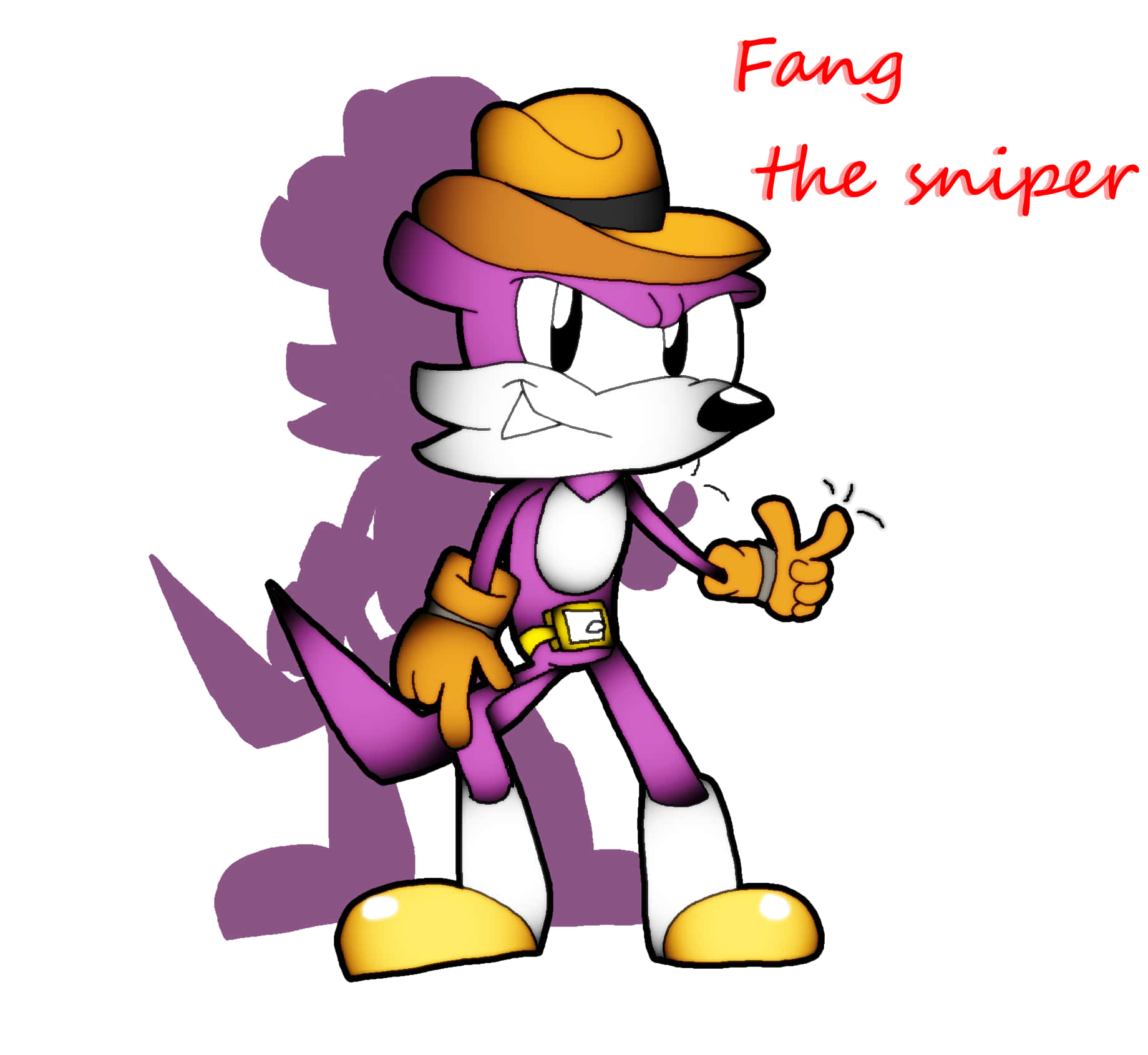 Fang The Sniper, purple cartoon fox, yellow hat, HD Desktop Wallpaper