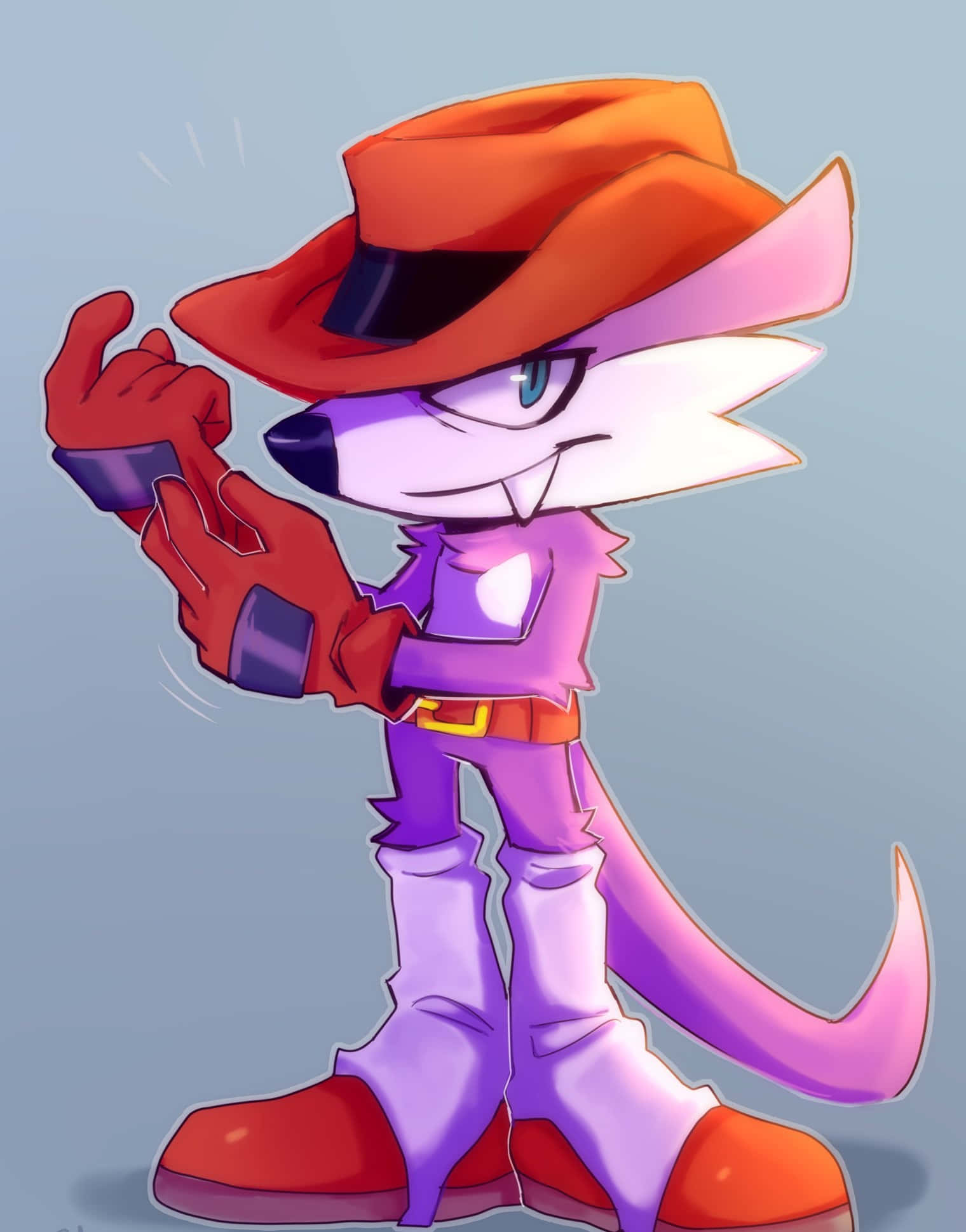 Fang The Sniper, purple fox, red fedora, Full HD Phone Wallpaper