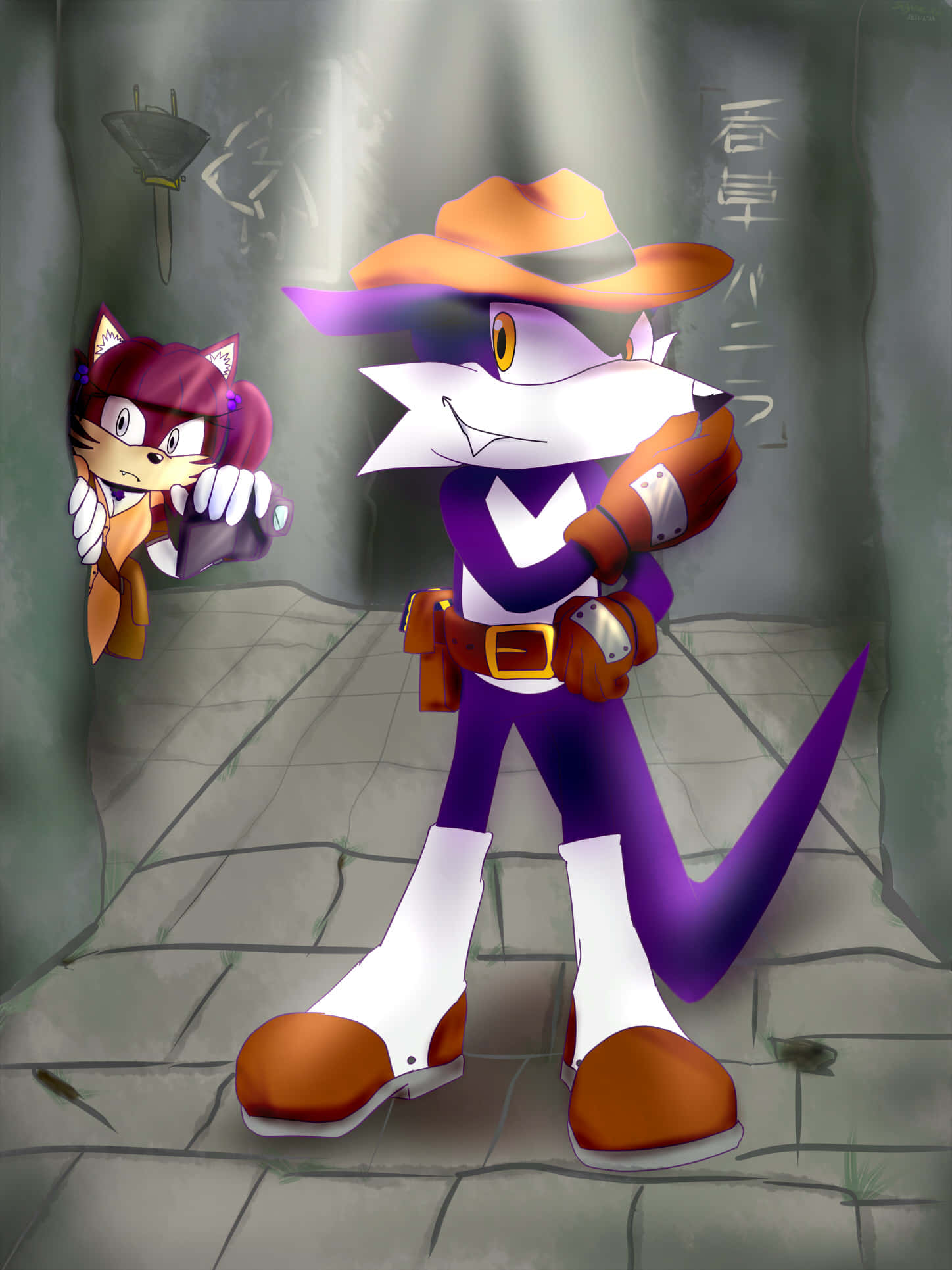 Fang The Sniper, purple fox, cowboy hat, Full HD Phone Wallpaper