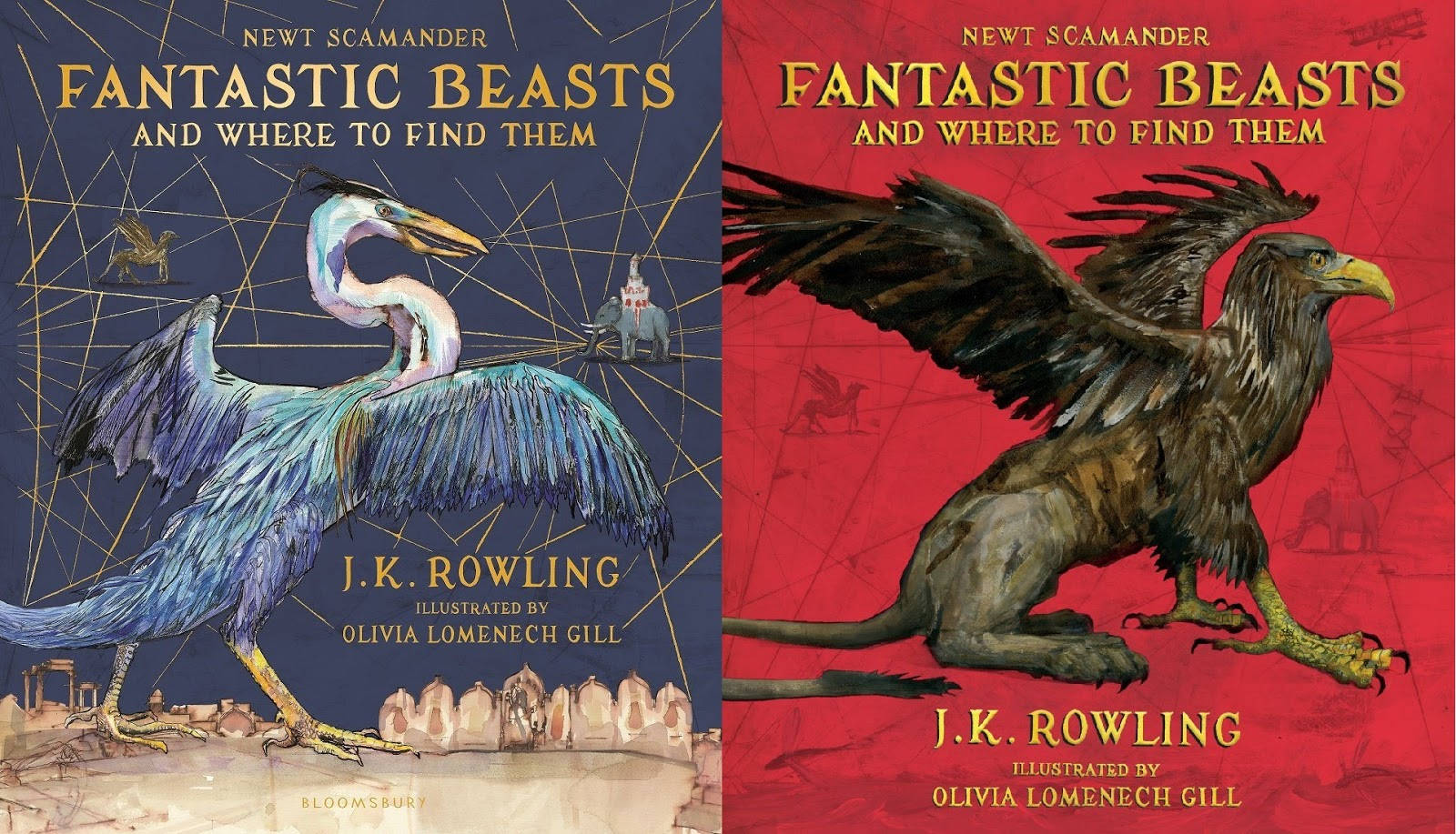 Fantastic Beasts And Where To Find Them, blue heron-like beast, brown eagle-like beast, HD Desktop Wallpaper