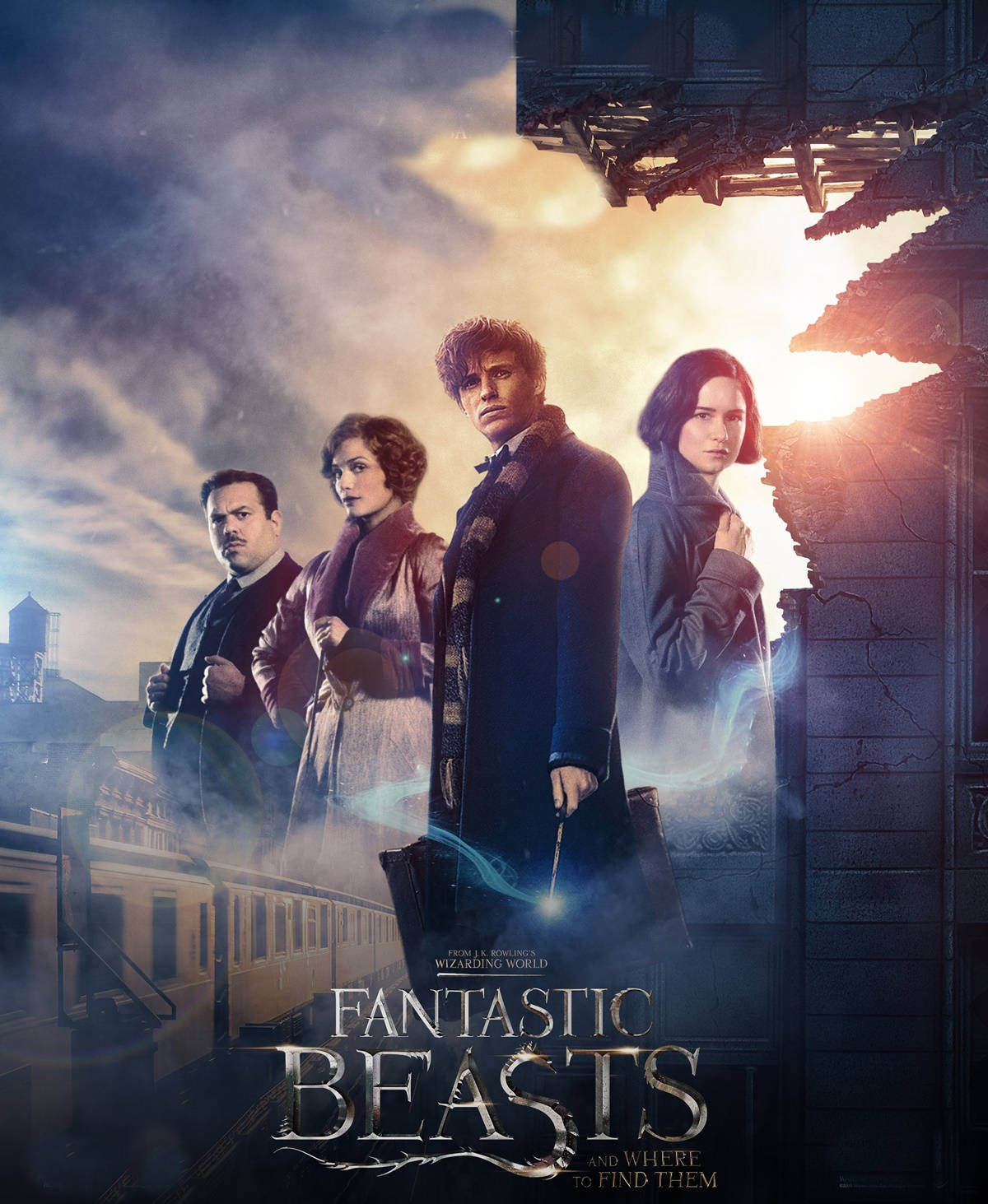 Fantastic Beasts And Where To Find Them, damaged building, four wizards, HD Phone Wallpaper