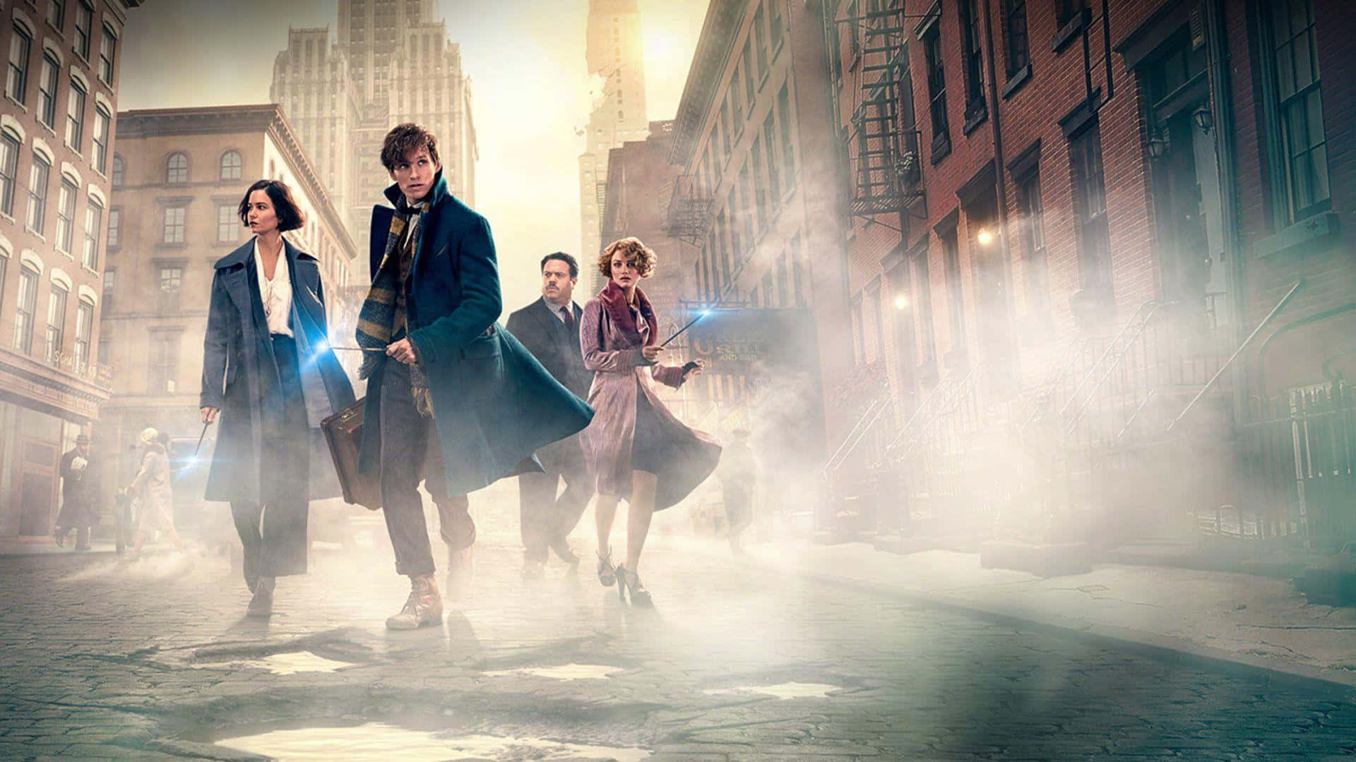 Fantastic Beasts, 1920 x 1080, misty urban street, Full HD Desktop Wallpaper
