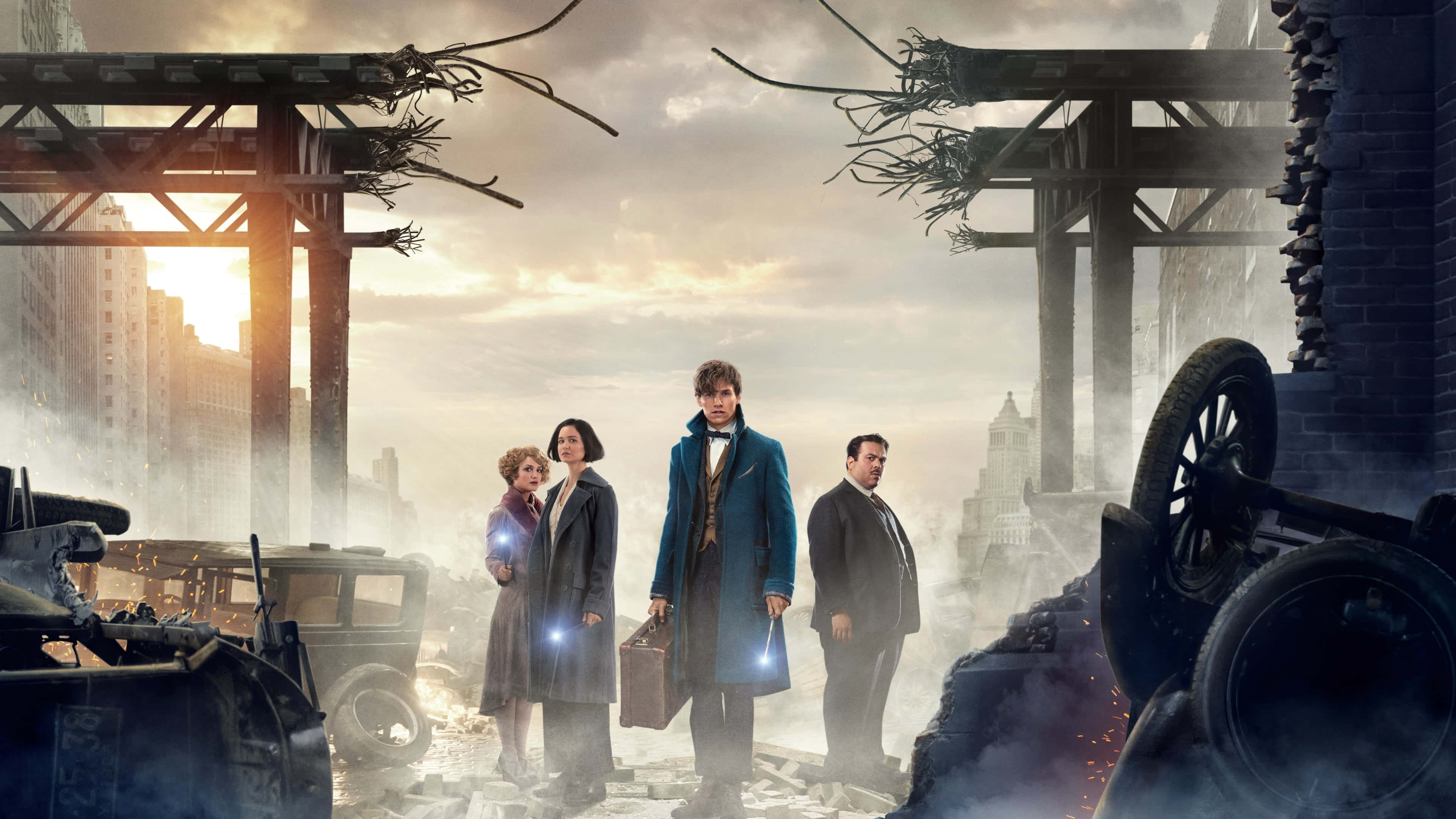 Fantastic Beasts, golden sunset, ruins, 4K Desktop Wallpaper