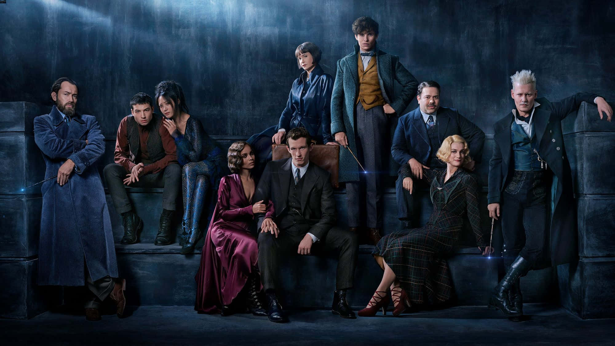 Fantastic Beasts, cast portrait, vintage wizarding attire, Full HD Desktop Wallpaper