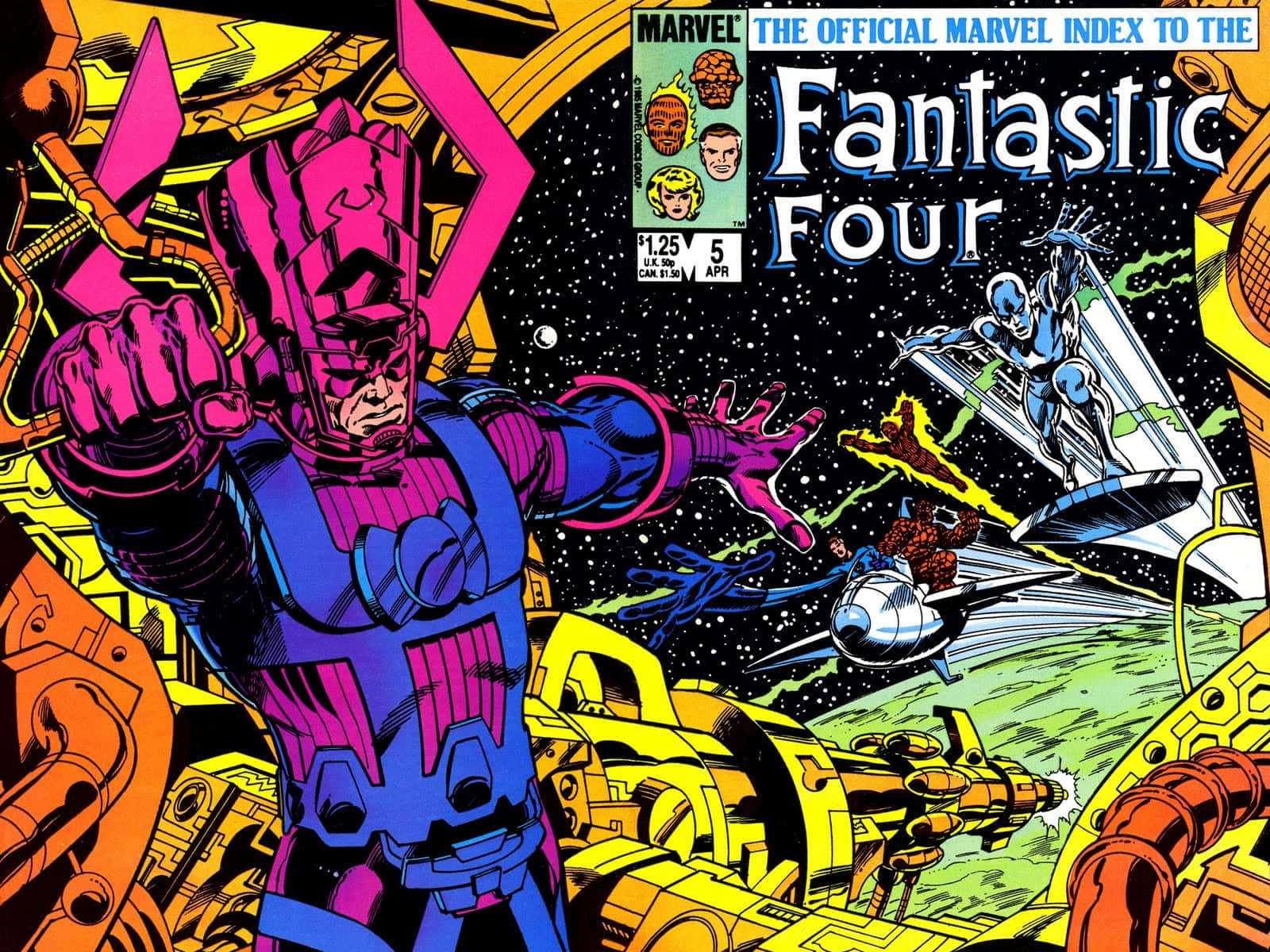 Fantastic Four, purple, blue armored villain, HD Desktop Wallpaper