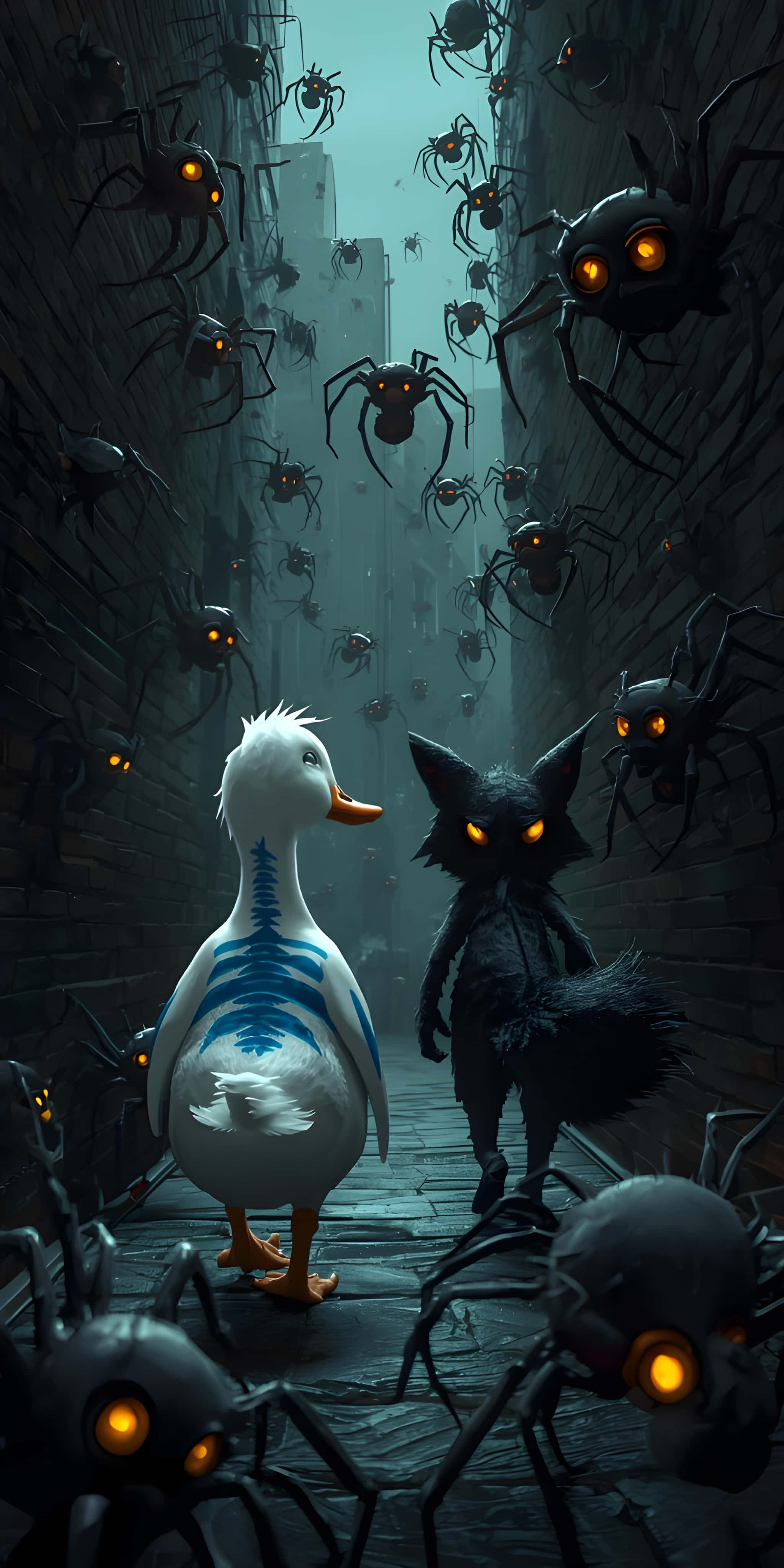 duck, fox, spider lane, 4K Phone Wallpaper