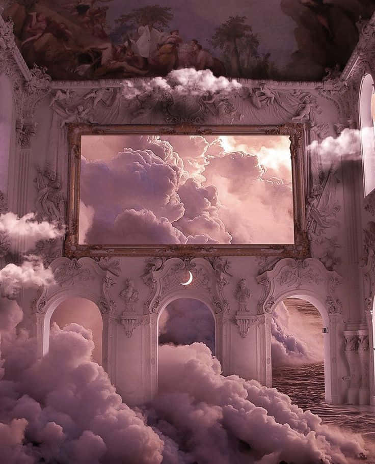 Baroque, cloudscape, fantasy hall, SD Phone Wallpaper