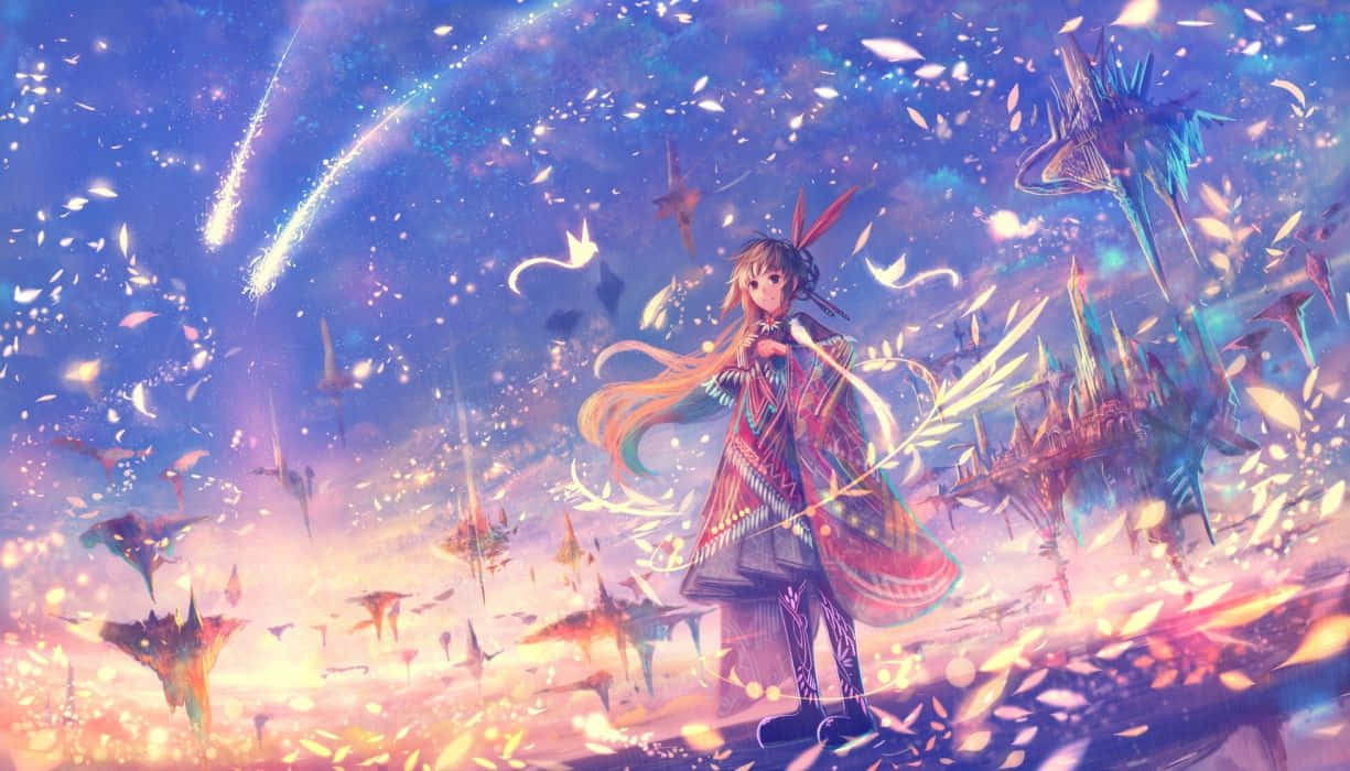fantasy anime, young anime girl, flowing hair, SD Desktop Wallpaper