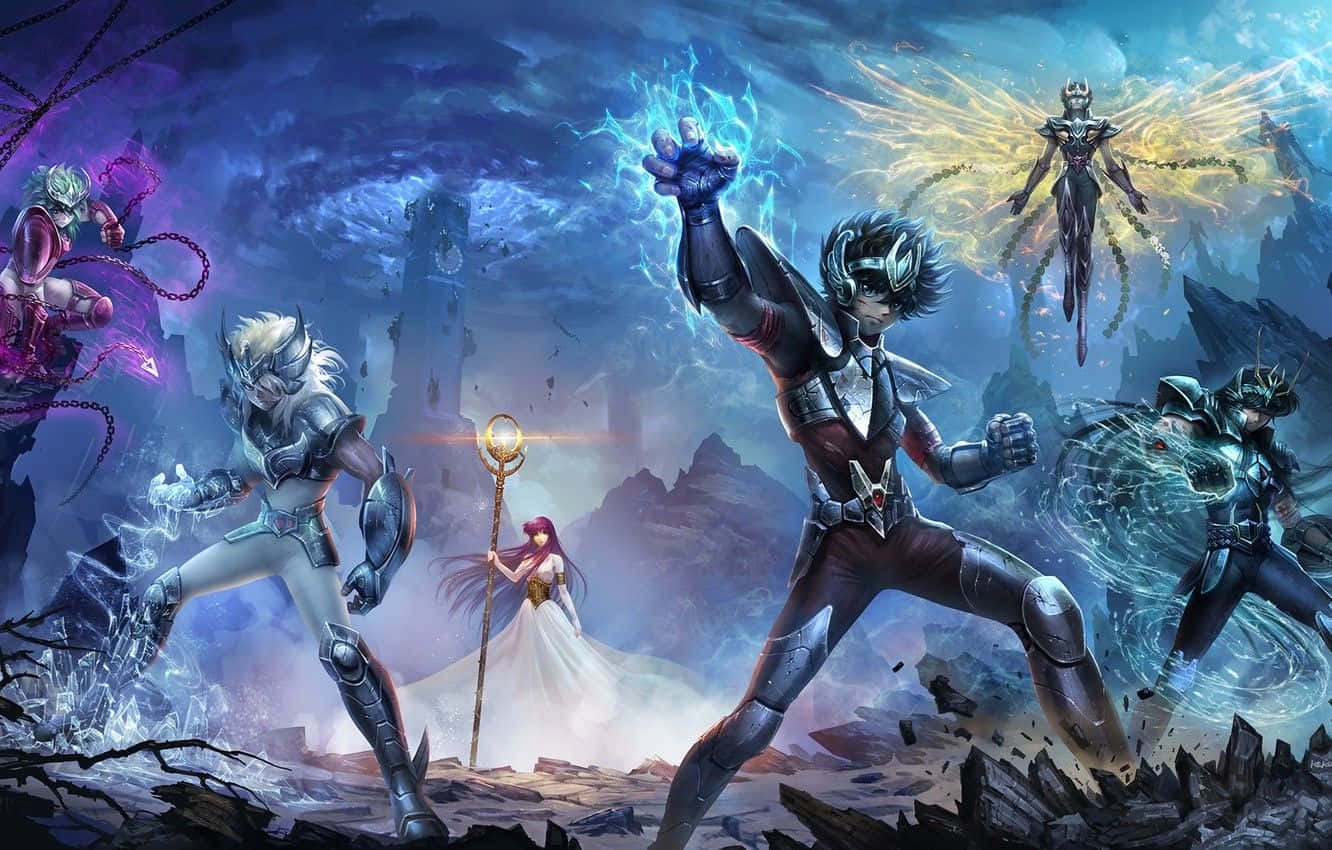 fantasy anime, anime battle scene, armored warriors, HD Desktop Wallpaper