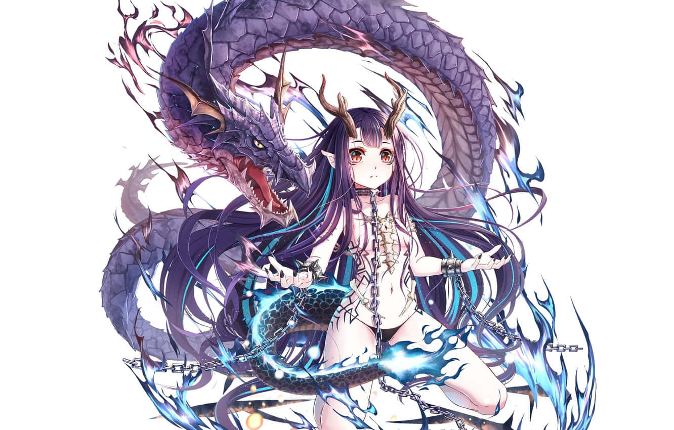 fantasy anime girl, antlers, chains, HD Desktop Wallpaper