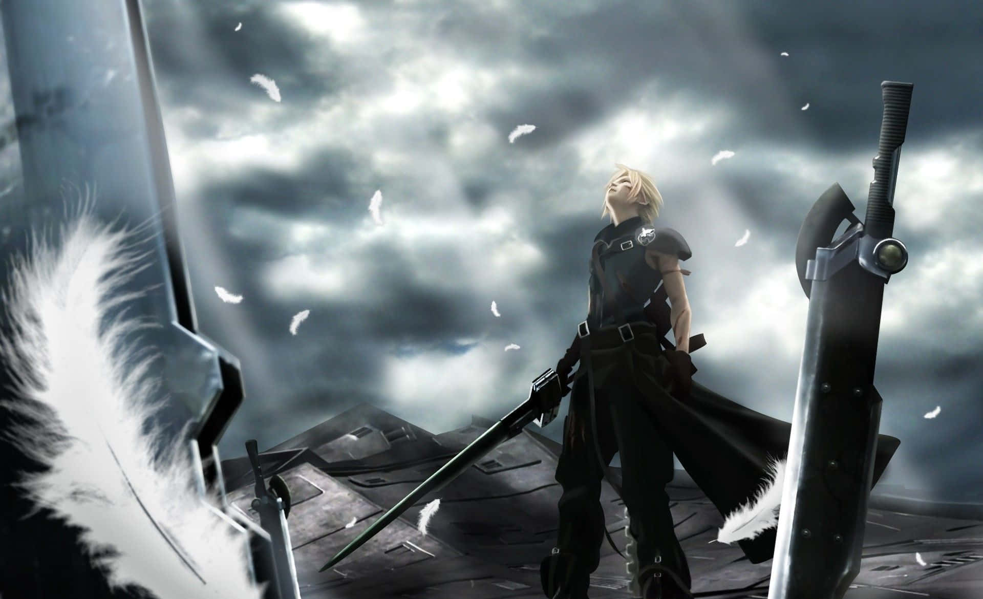 fantasy anime, blonde warrior, broken structure, Full HD Desktop Wallpaper