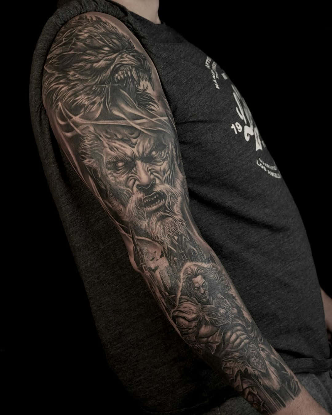 werewolf, warrior, black and grey tattoo, HD Phone Wallpaper