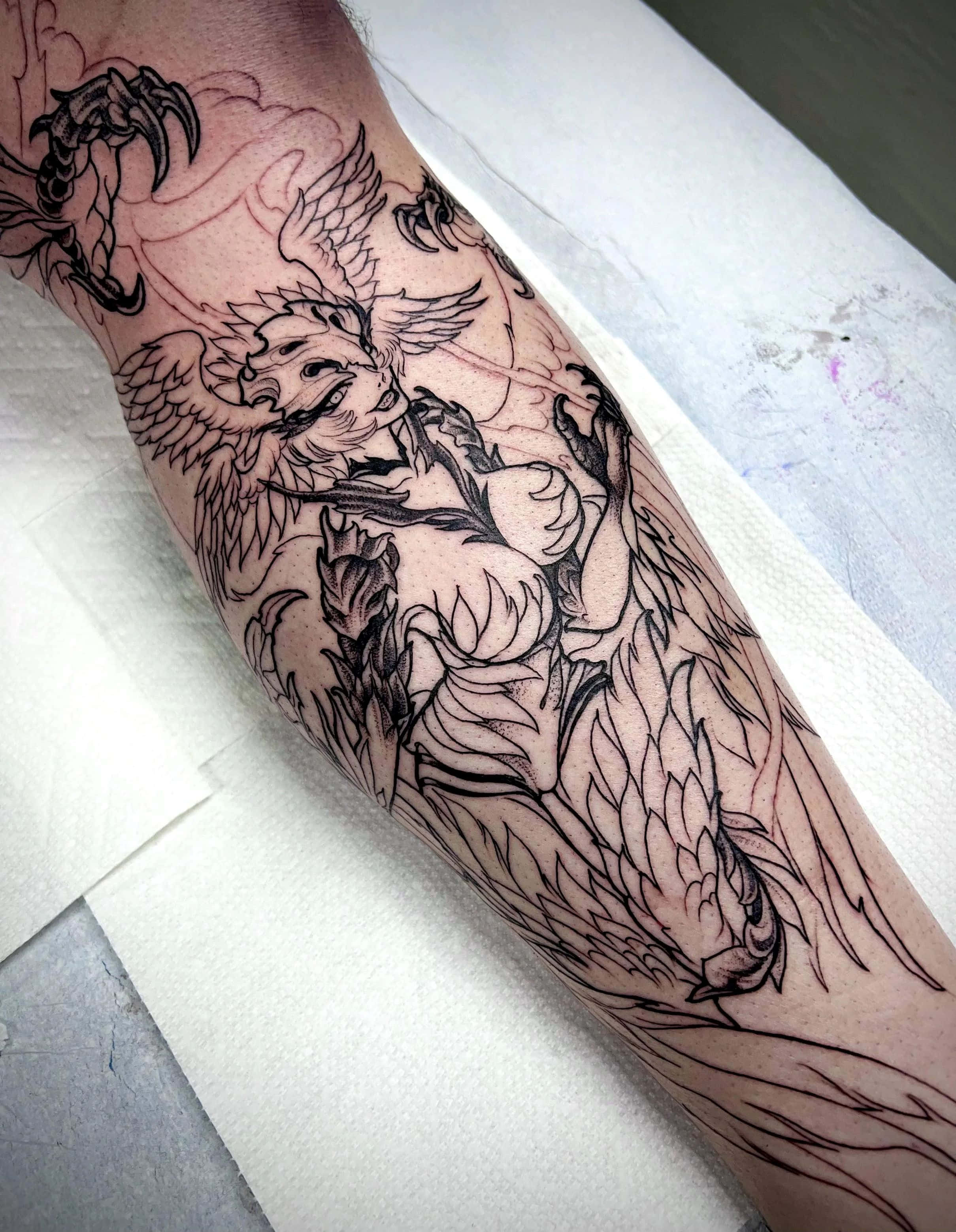 fantasy angel tattoo arm, winged angelic figure, claws, 2K Phone Wallpaper