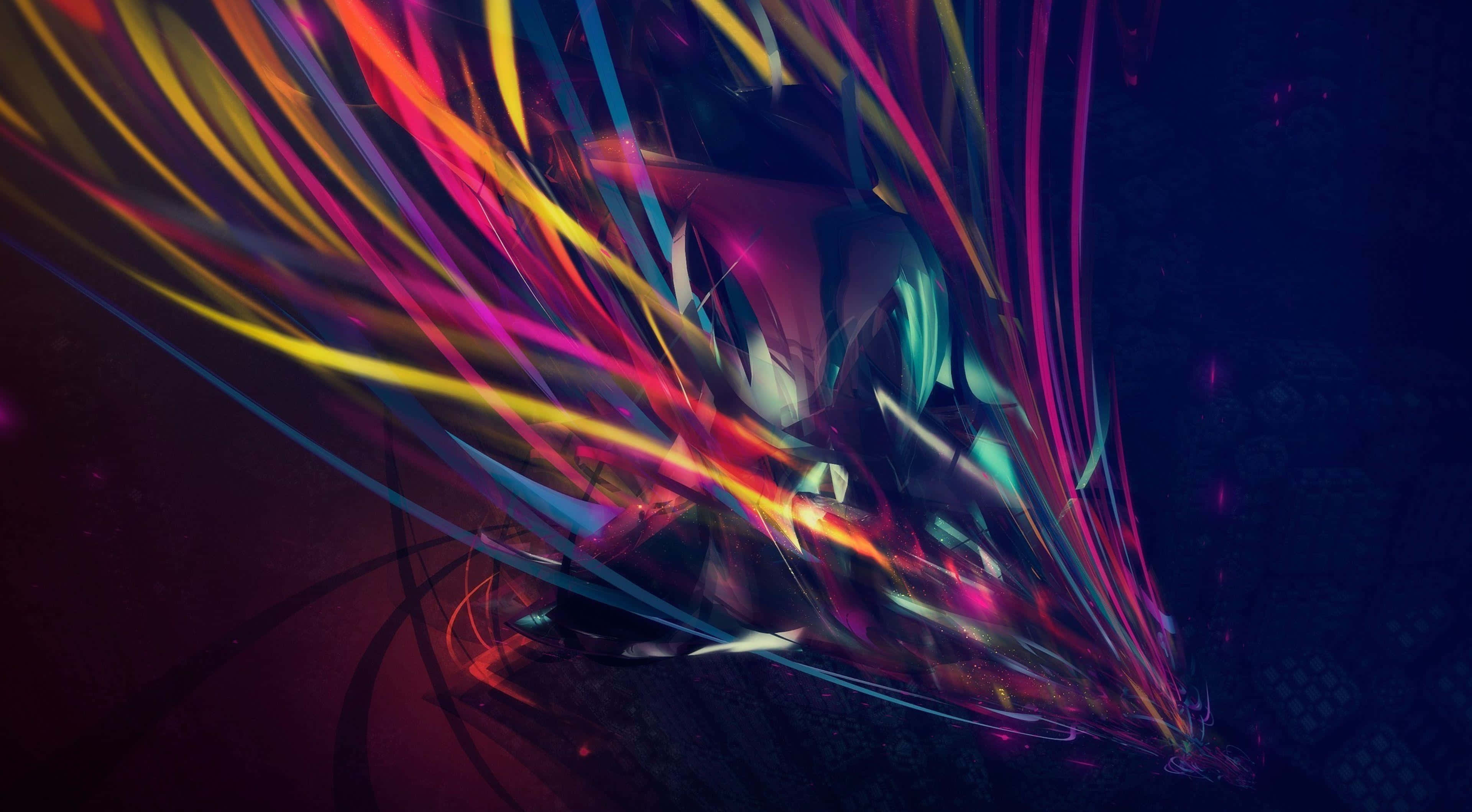 dragon head, neon streaks, magenta yellow and cyan, 4K Desktop Wallpaper