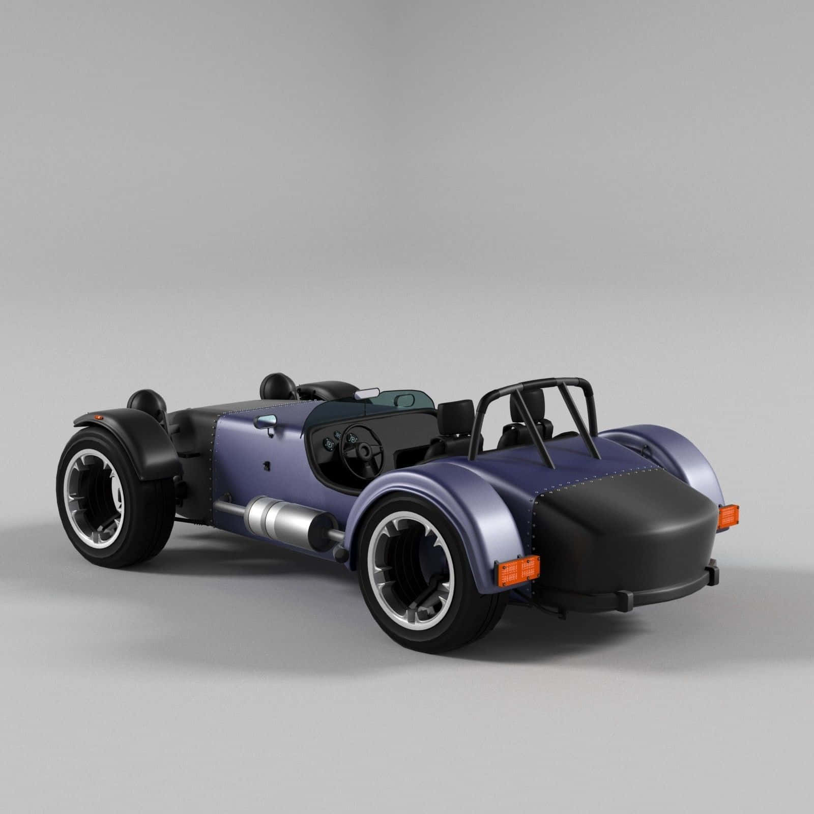 sleek purple and black open-top sports car, exposed exhaust, silver wheels, HD Desktop Wallpaper