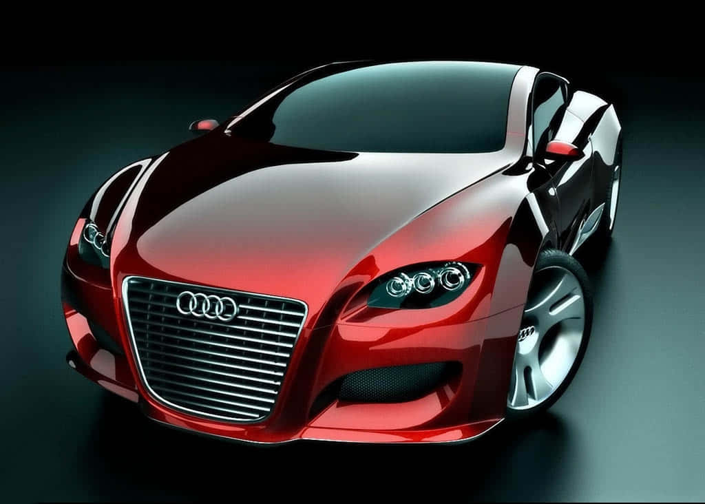futuristic Audi concept car, sleek red, chrome accents, SD Desktop Wallpaper