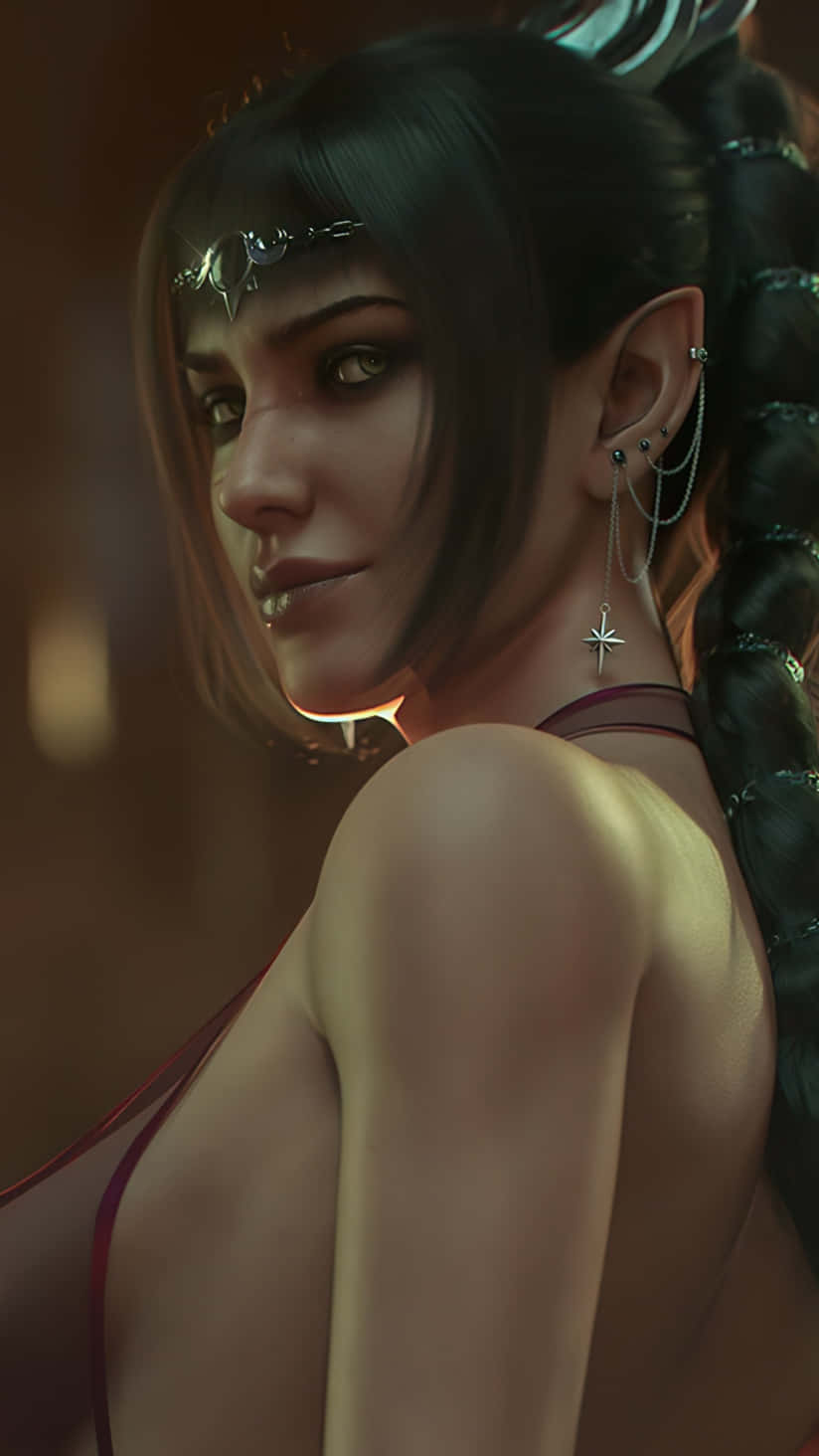 elf woman, dark hair, star earrings, HD Phone Wallpaper