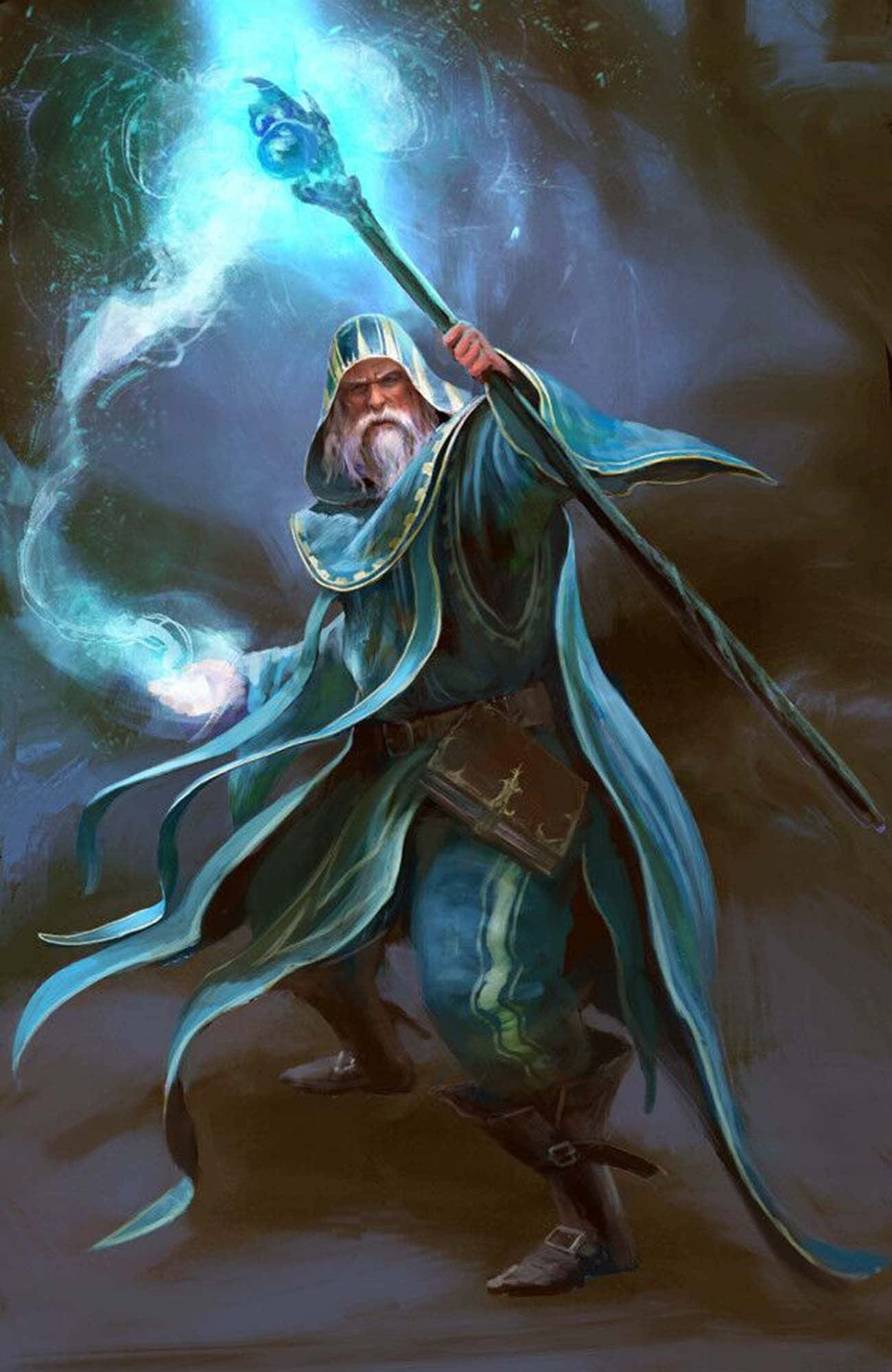 mystic wizard, glowing staff, glowing orb, Full HD Phone Wallpaper