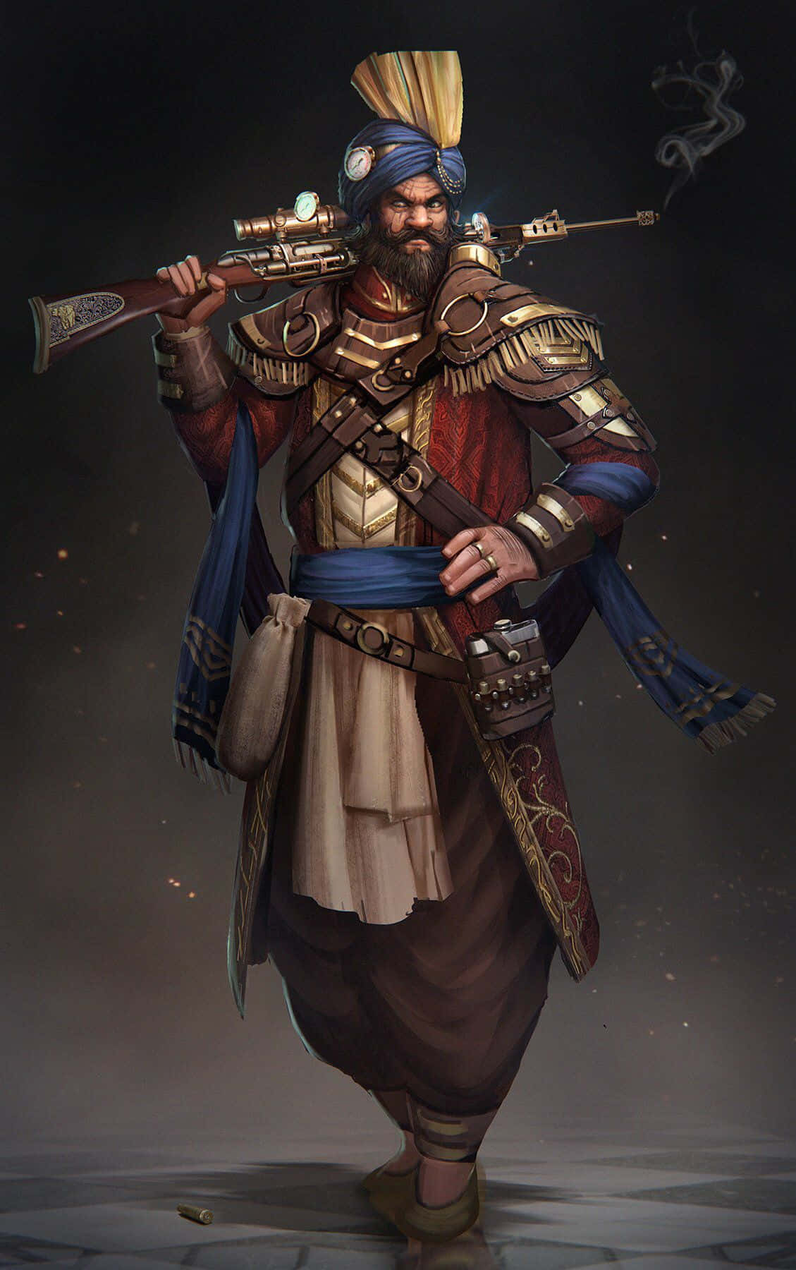 steampunk sikh warrior, ornate armor, blue turban, HD Phone Wallpaper