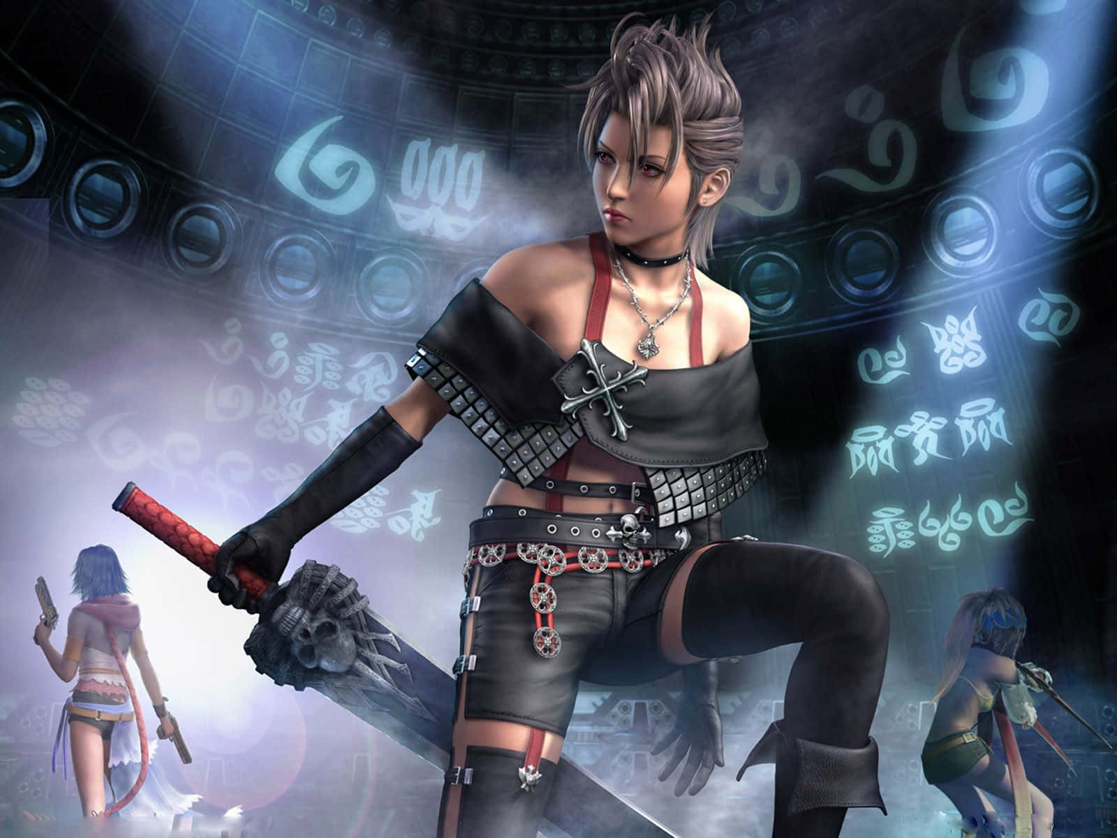fantasy character, gunblade, spiky hair, HD Desktop Wallpaper