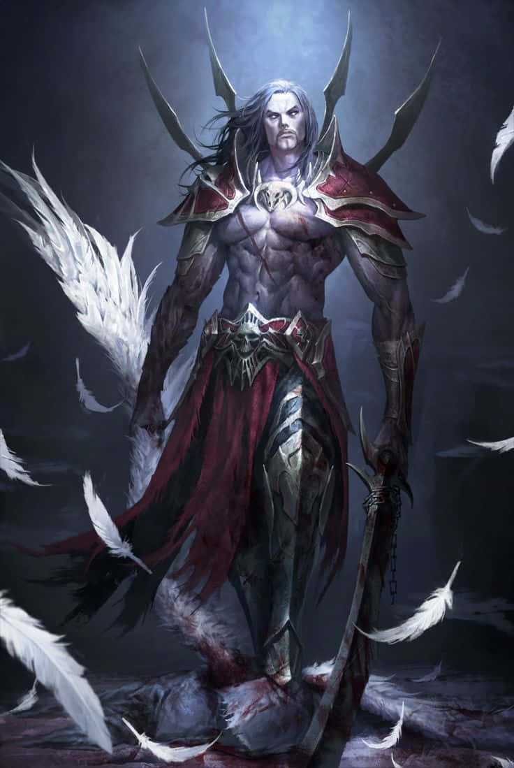 majestic winged warrior, dark angel, white wings, SD Phone Wallpaper