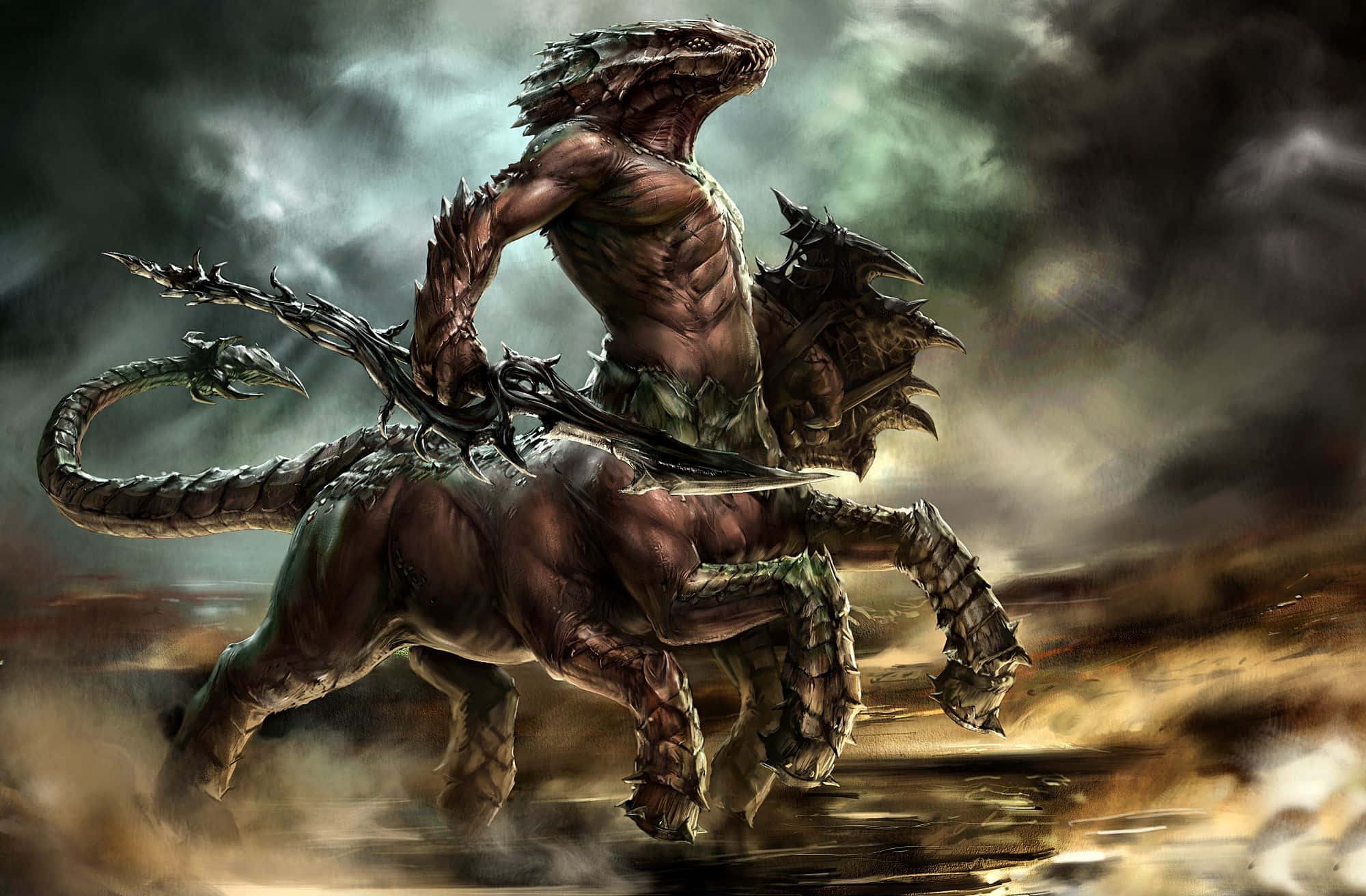 epic dragon rider, reptilian warrior, monstrous armored beast, Full HD Desktop Wallpaper