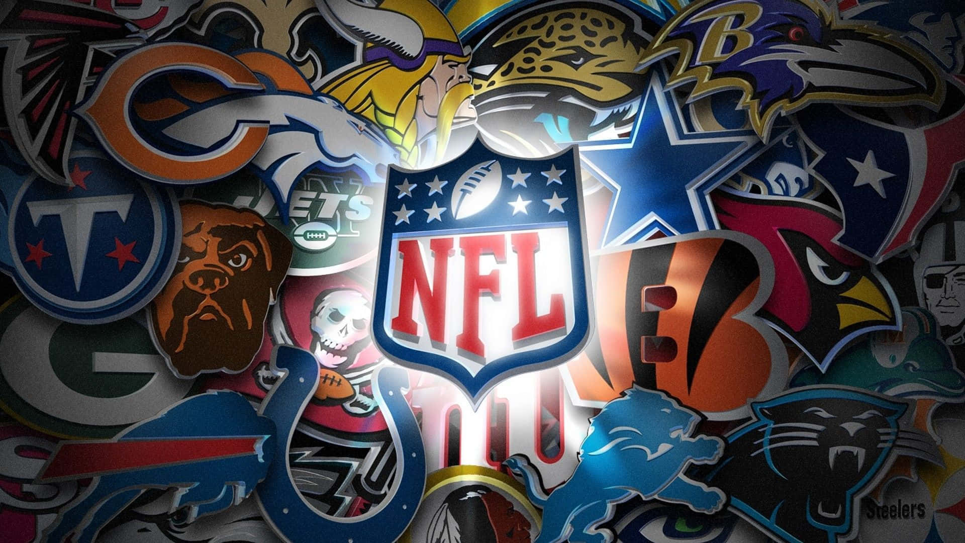fantasy football, NFL team logos, vibrant collage, Full HD Desktop Wallpaper