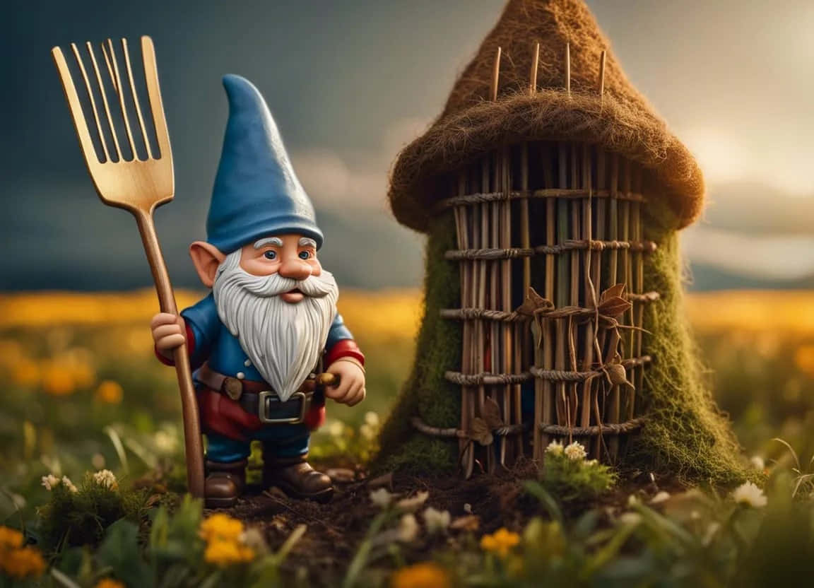 garden gnome, blue hat, white beard, SD Desktop Wallpaper