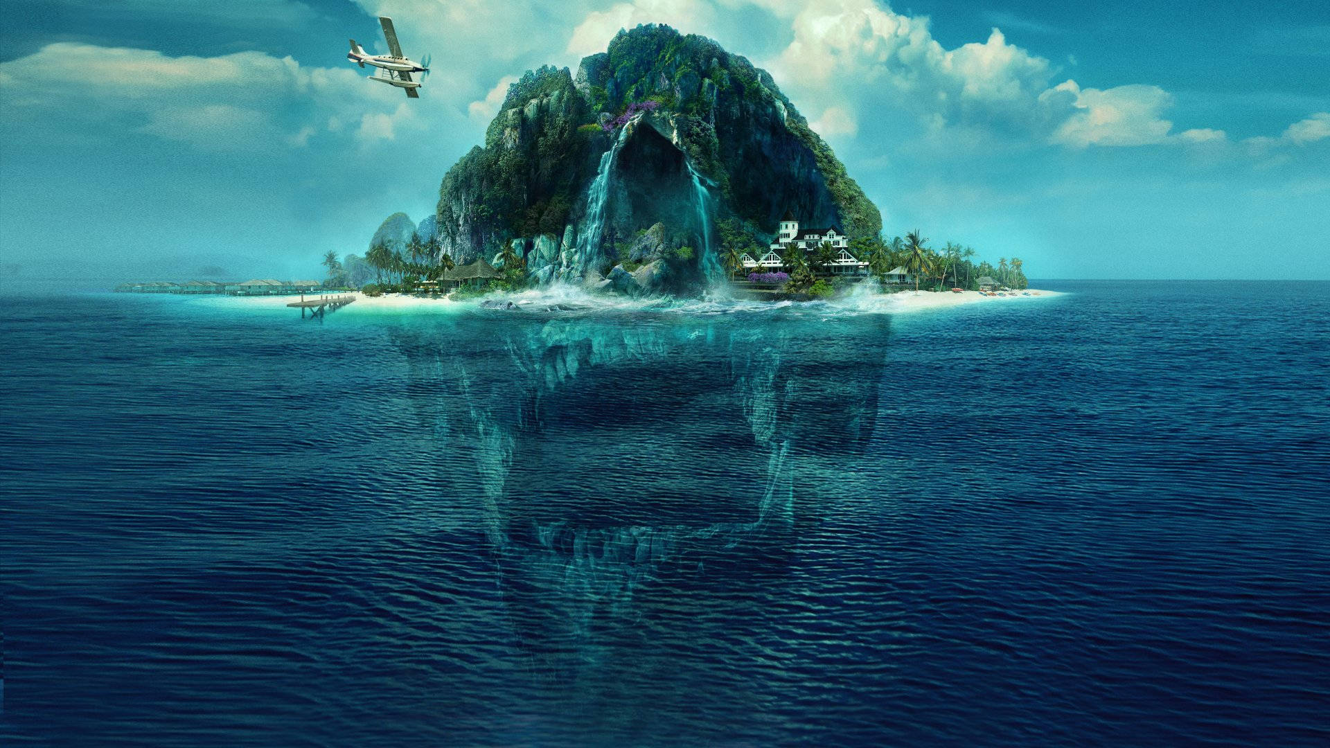 Fantasy Island, skull, gaping mouth, Full HD Desktop Wallpaper