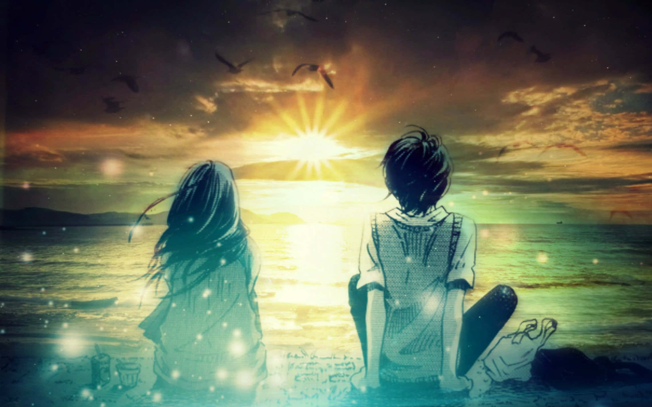Sunset, Fantasy Love, beach, Full HD Desktop Wallpaper