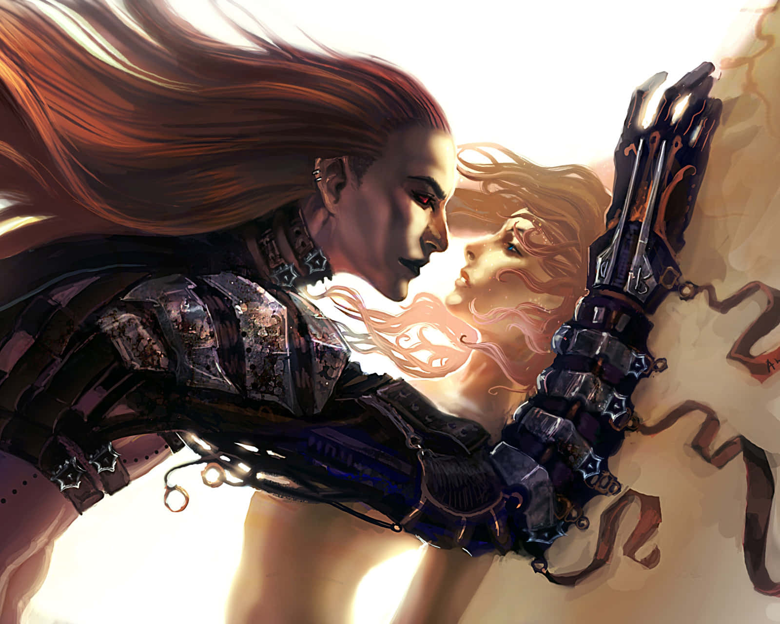 enchanted midnight romance, warrior, long flowing hair, HD Desktop Wallpaper