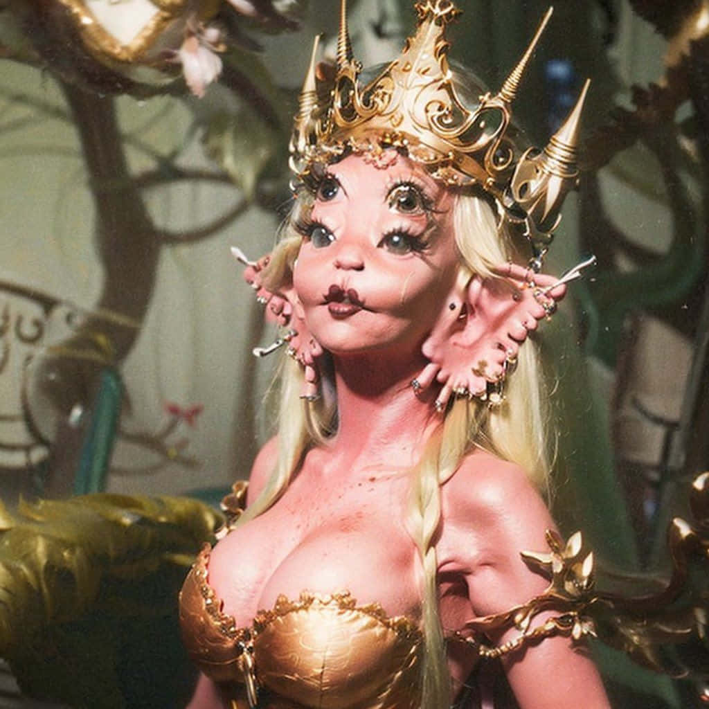 golden fantasy queen, spiked gold crown, golden armor, SD Desktop Wallpaper