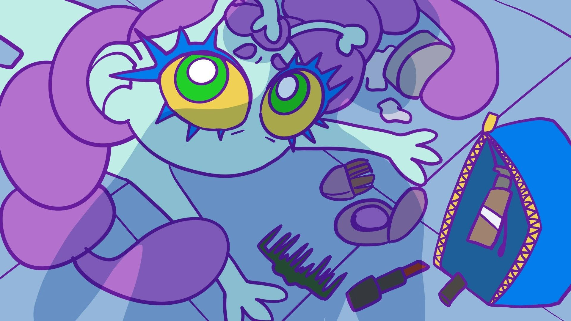 dreamcore makeup, alien, spiky green eyes, Full HD Desktop Wallpaper