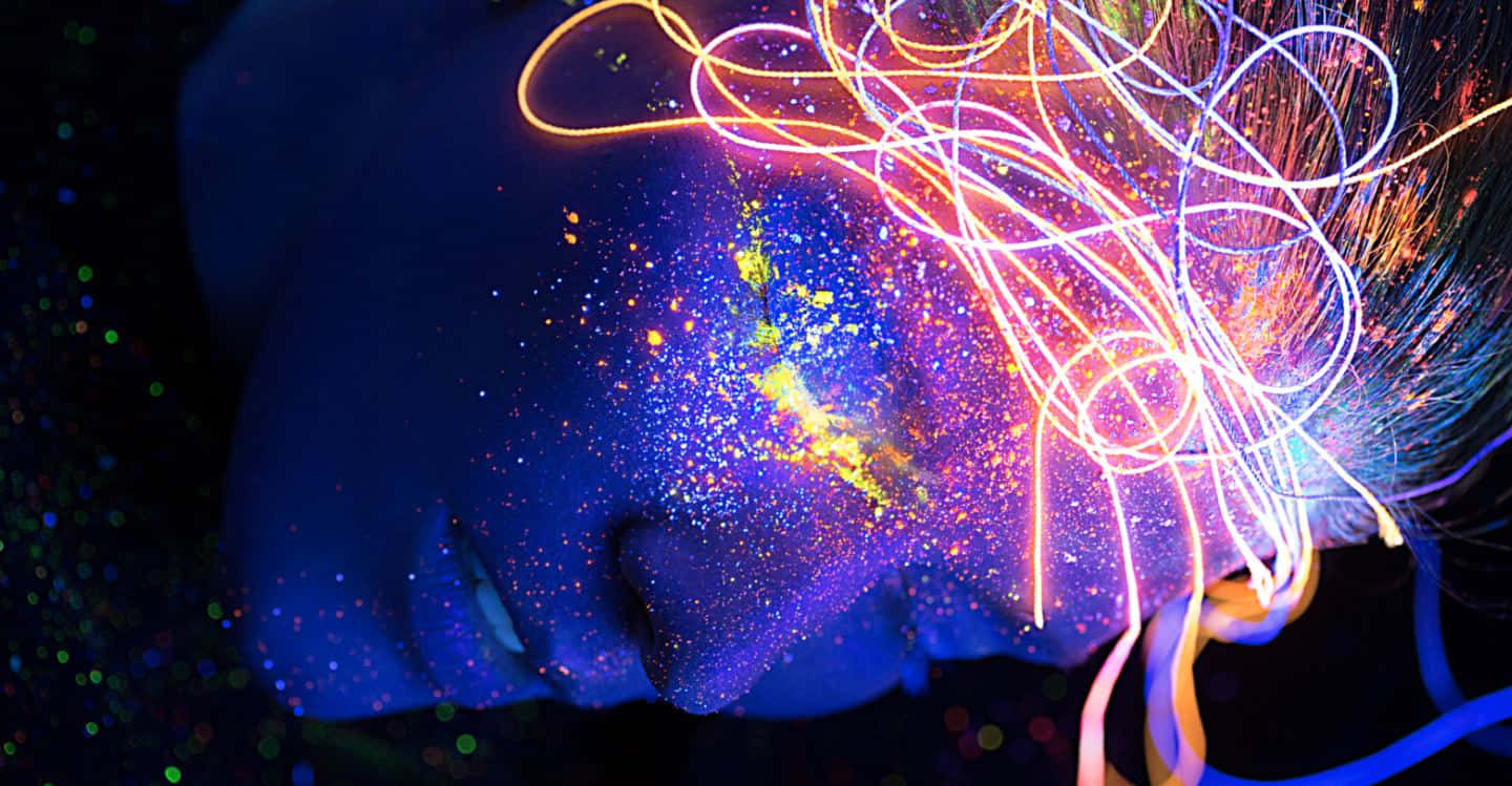 neon makeup, black light, electric blue light, HD Desktop Wallpaper