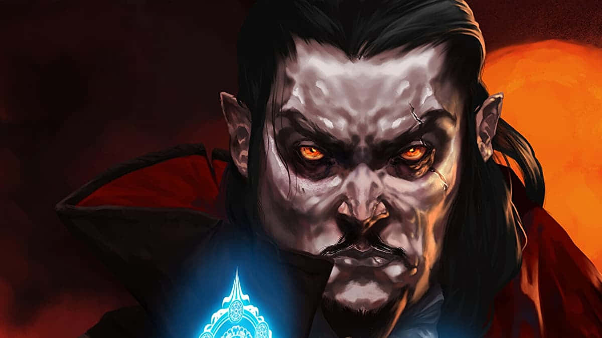 vampire, glowing orange eyes, pale skin, SD Desktop Wallpaper