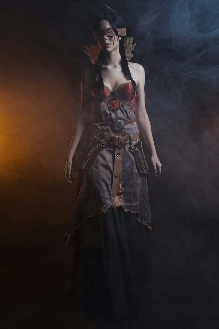 steampunk-inspired attire, smoky darkness, warm light, SD Phone Wallpaper