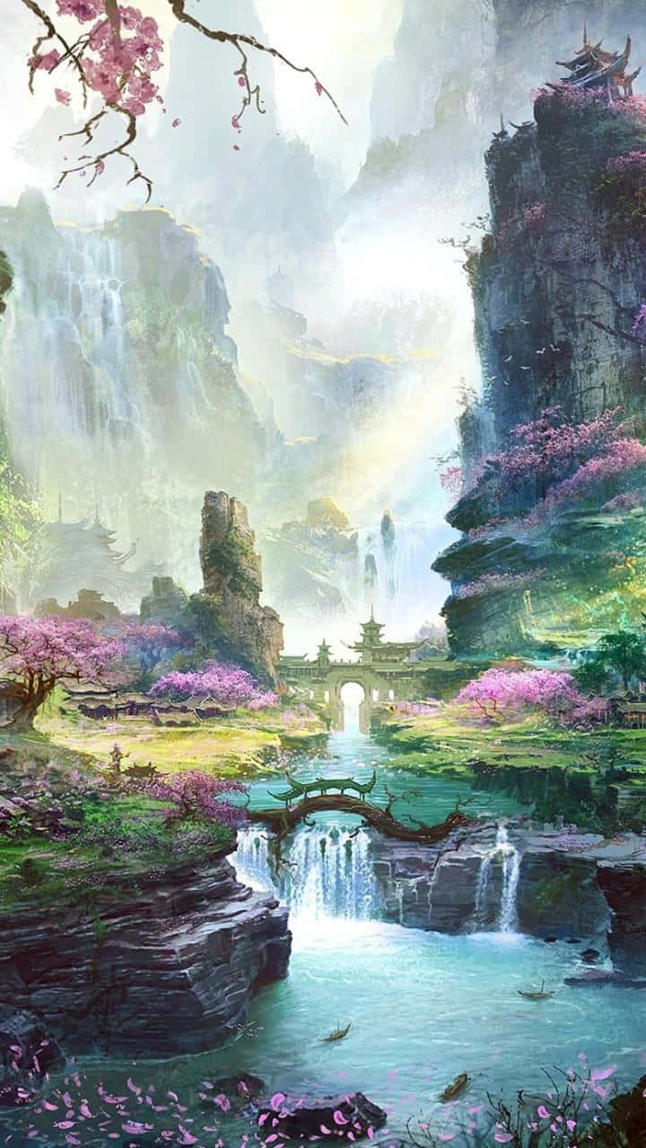 Fantasy Phone, river, valley, HD Phone Wallpaper
