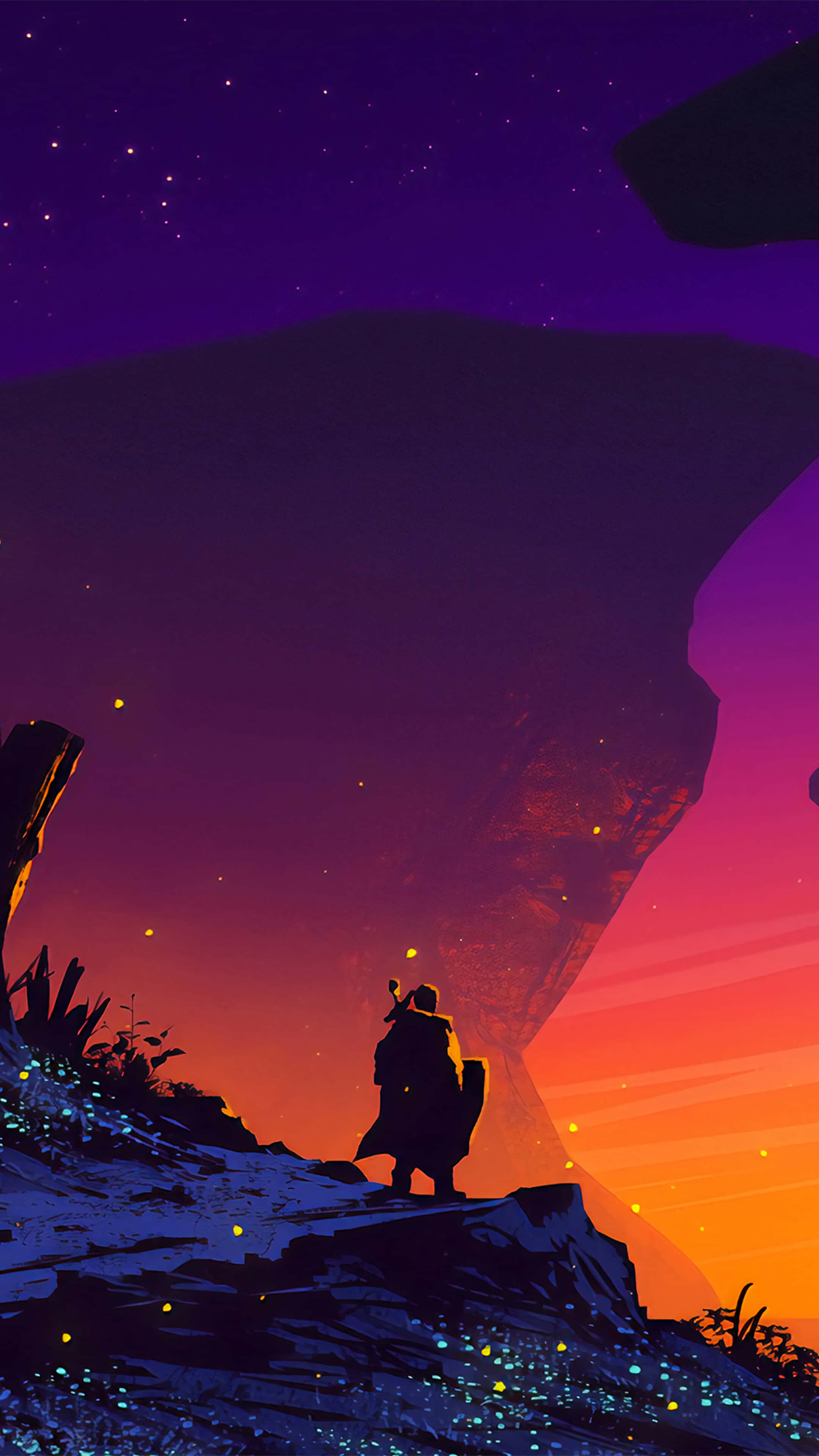 Fantasy Phone, warrior, cliff, 4K Phone Wallpaper