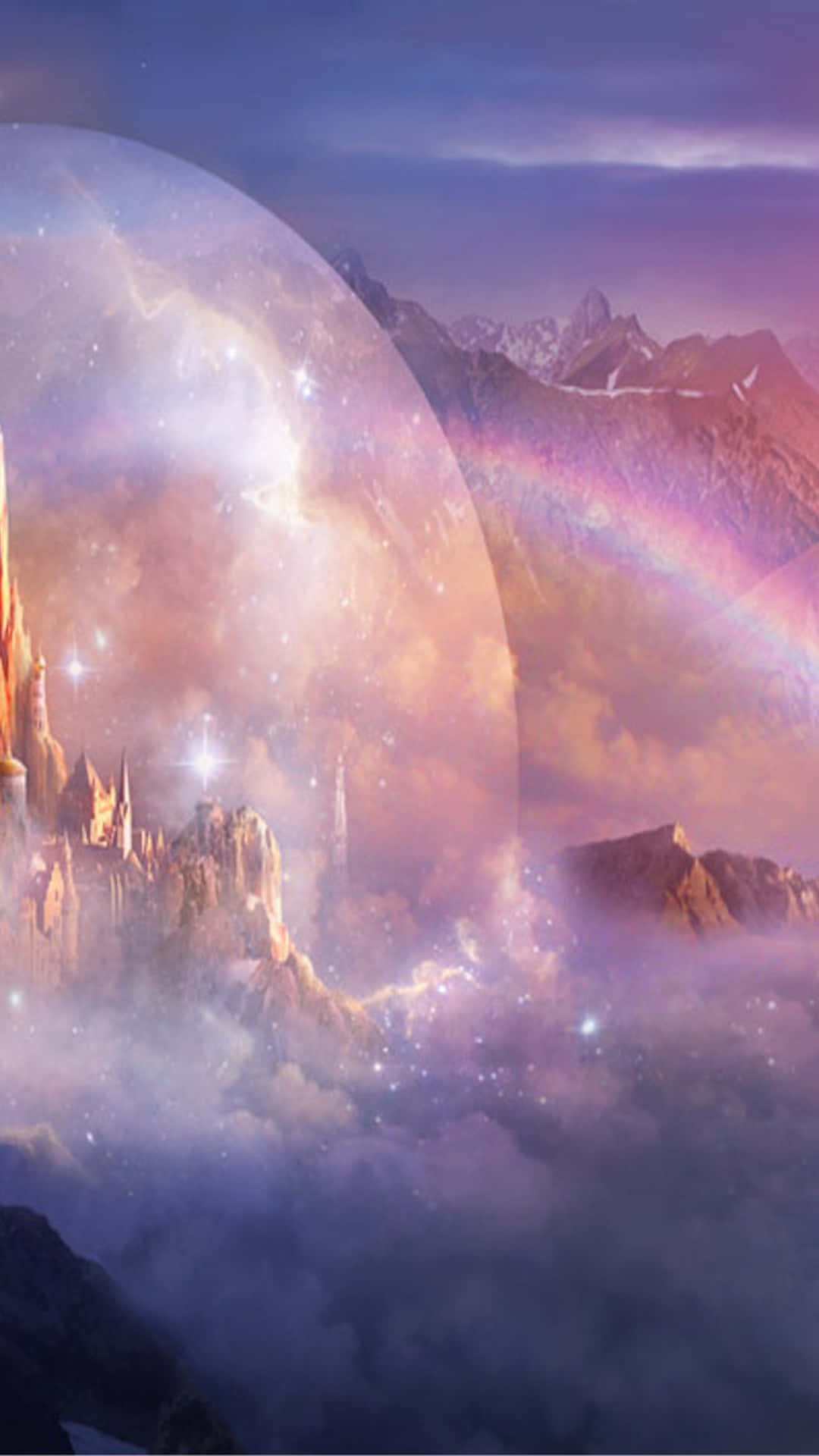 Fantasy Phone, castle, misty mountains, Full HD Phone Wallpaper