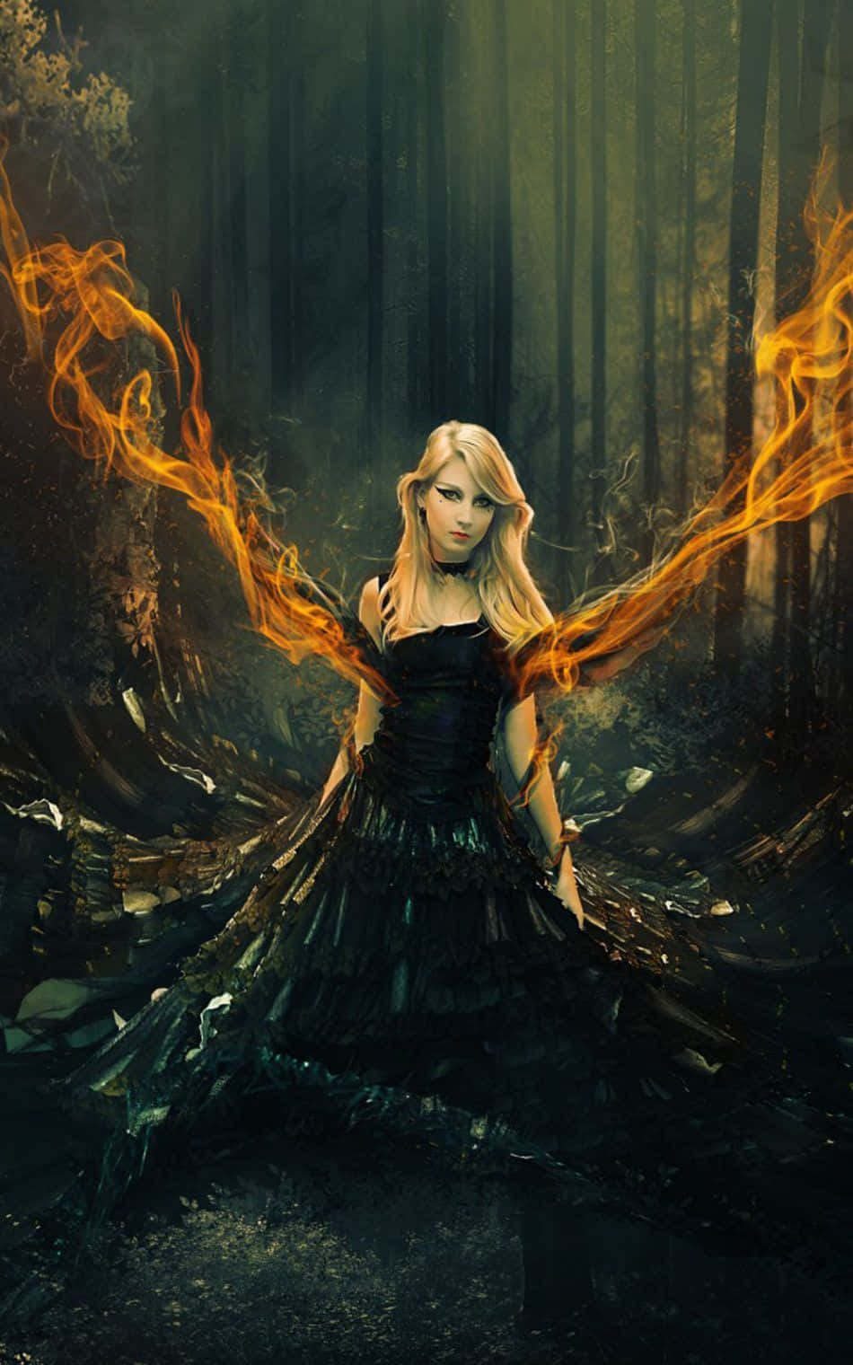 Fantasy Phone, Fire Woman, blonde woman, HD Phone Wallpaper