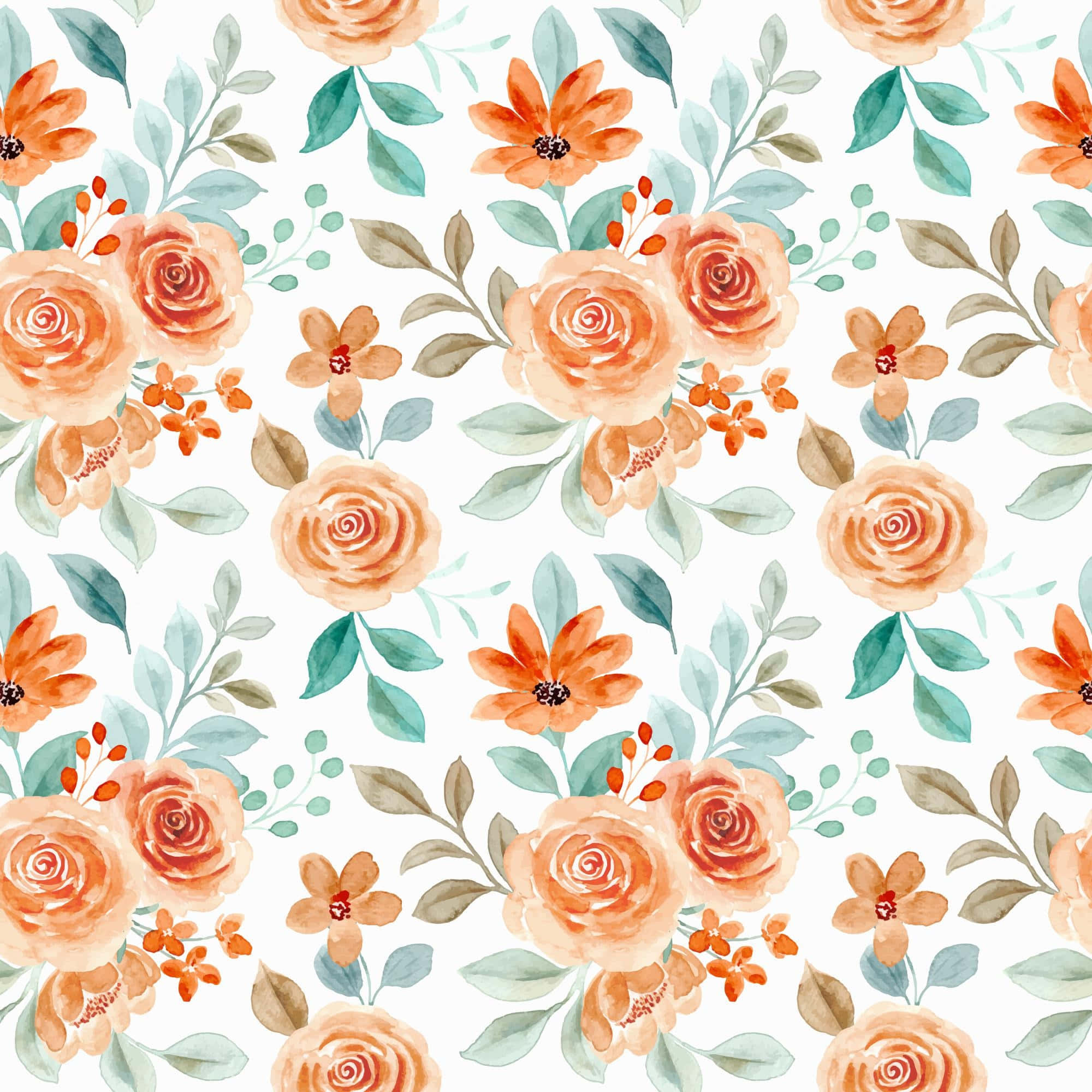 fantasy phone 2000, peach roses, teal leaves, Full HD Desktop Wallpaper