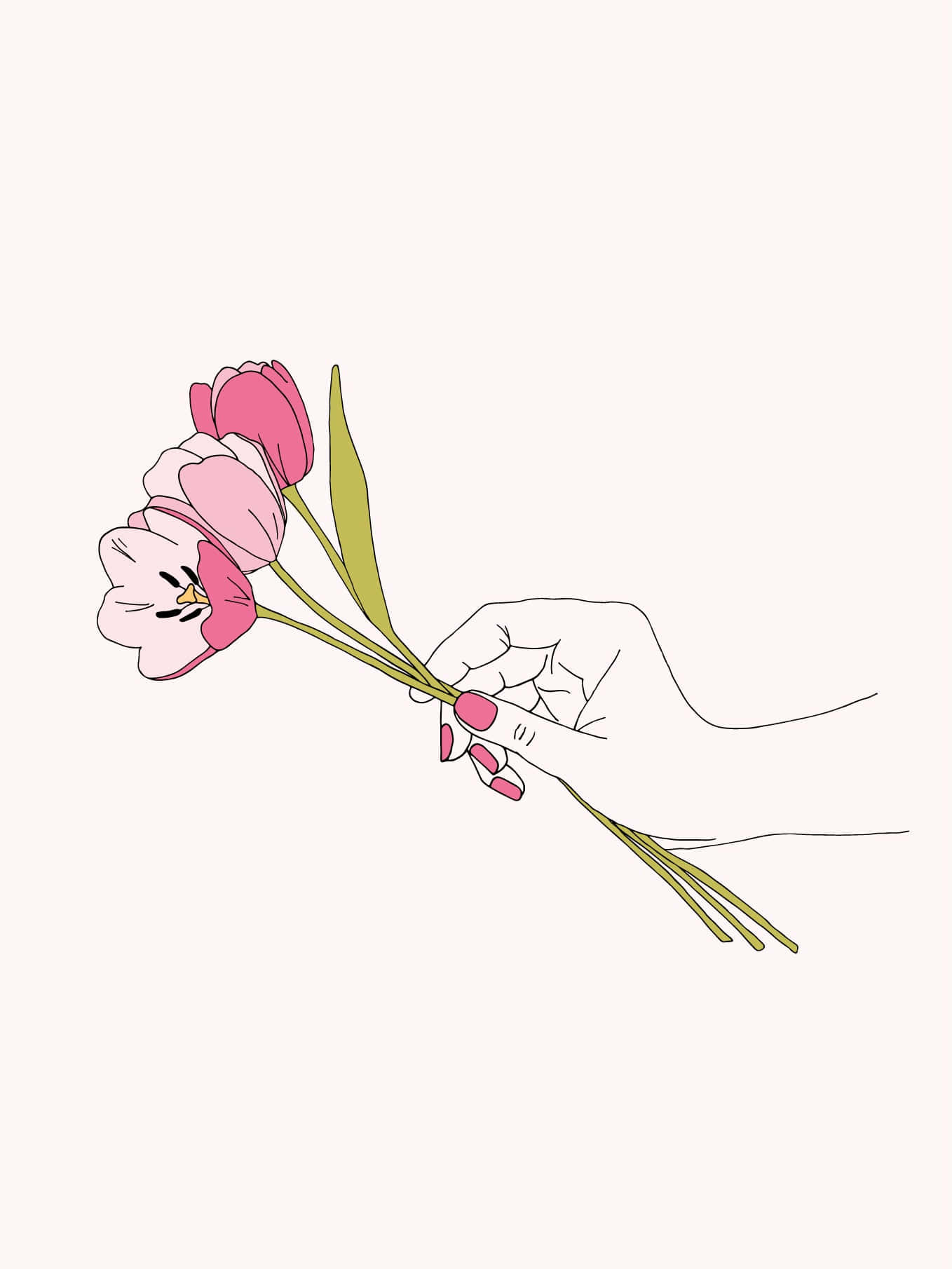 Fantasy Phone, pink tulips, soft beige background, HD Phone Wallpaper