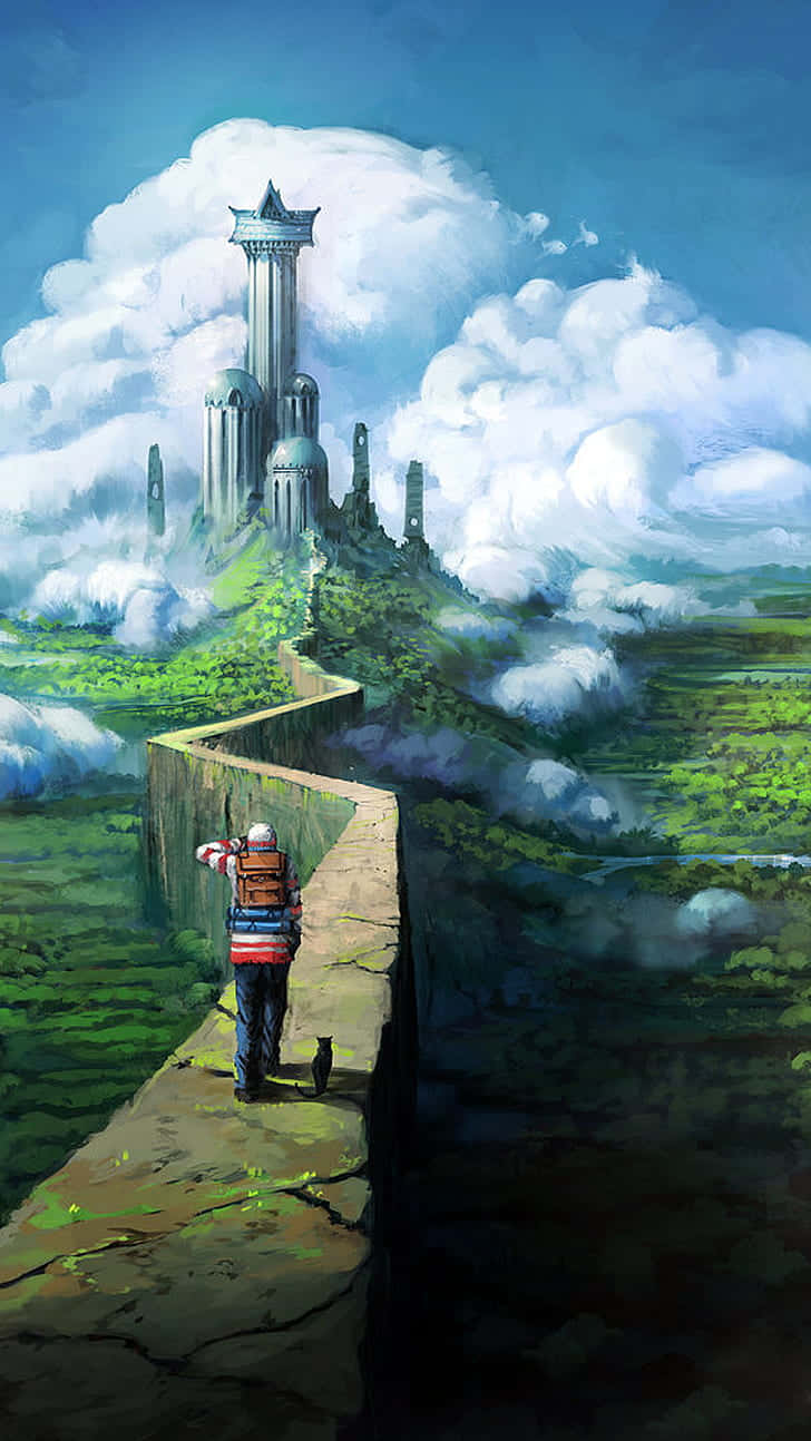 Fantasy Phone, clouds, mystical castle, HD Phone Wallpaper