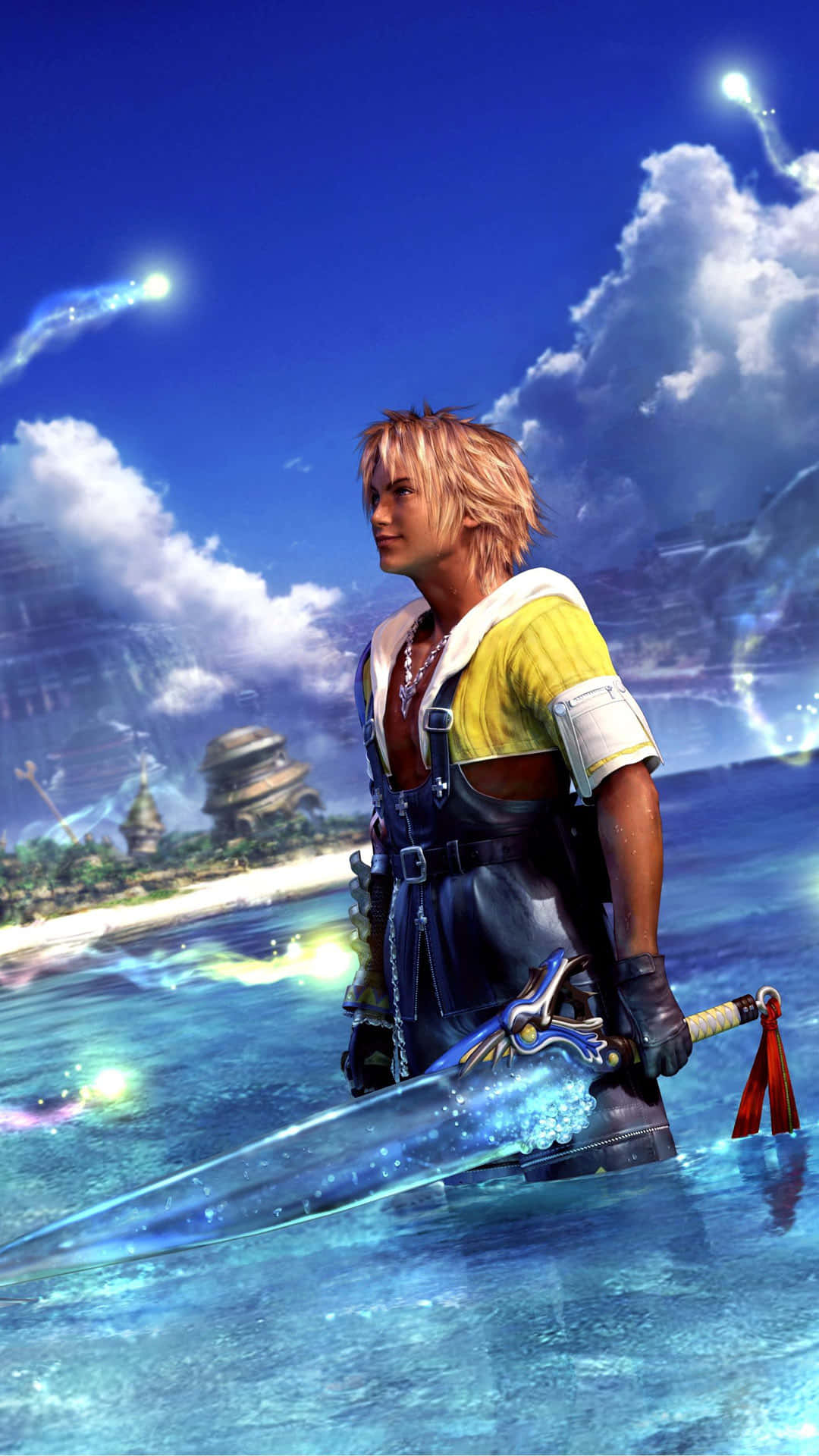 Fantasy Phone, beach, glowing blue water, Full HD Phone Wallpaper