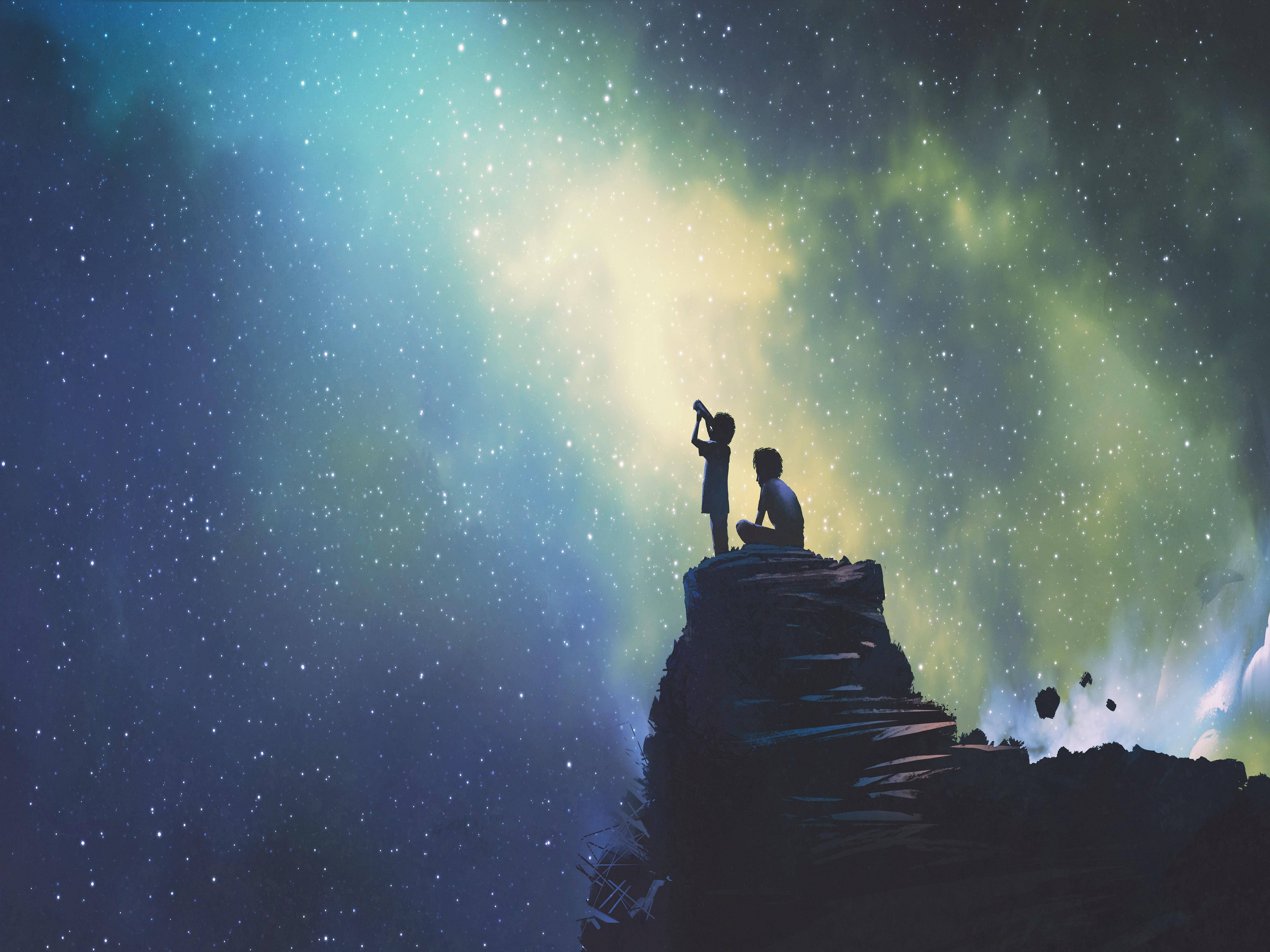 cosmos world, aurora borealis, green, 5K Desktop Wallpaper