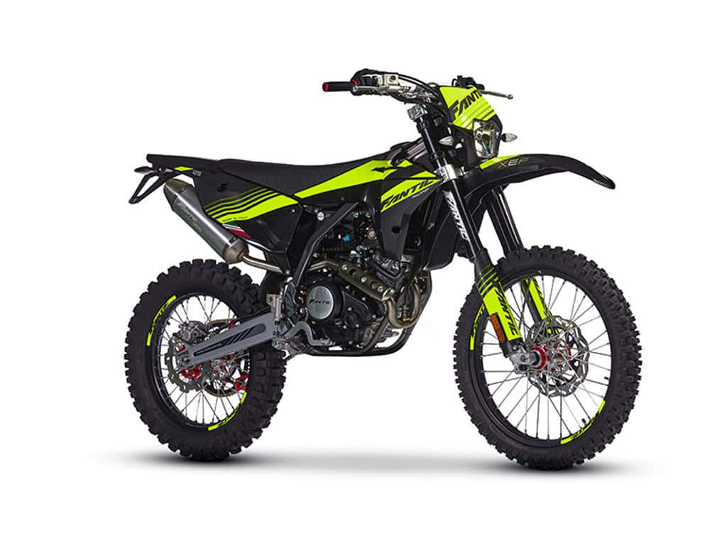 Fantic, motorcross bike, black and neon yellow, SD Desktop Wallpaper