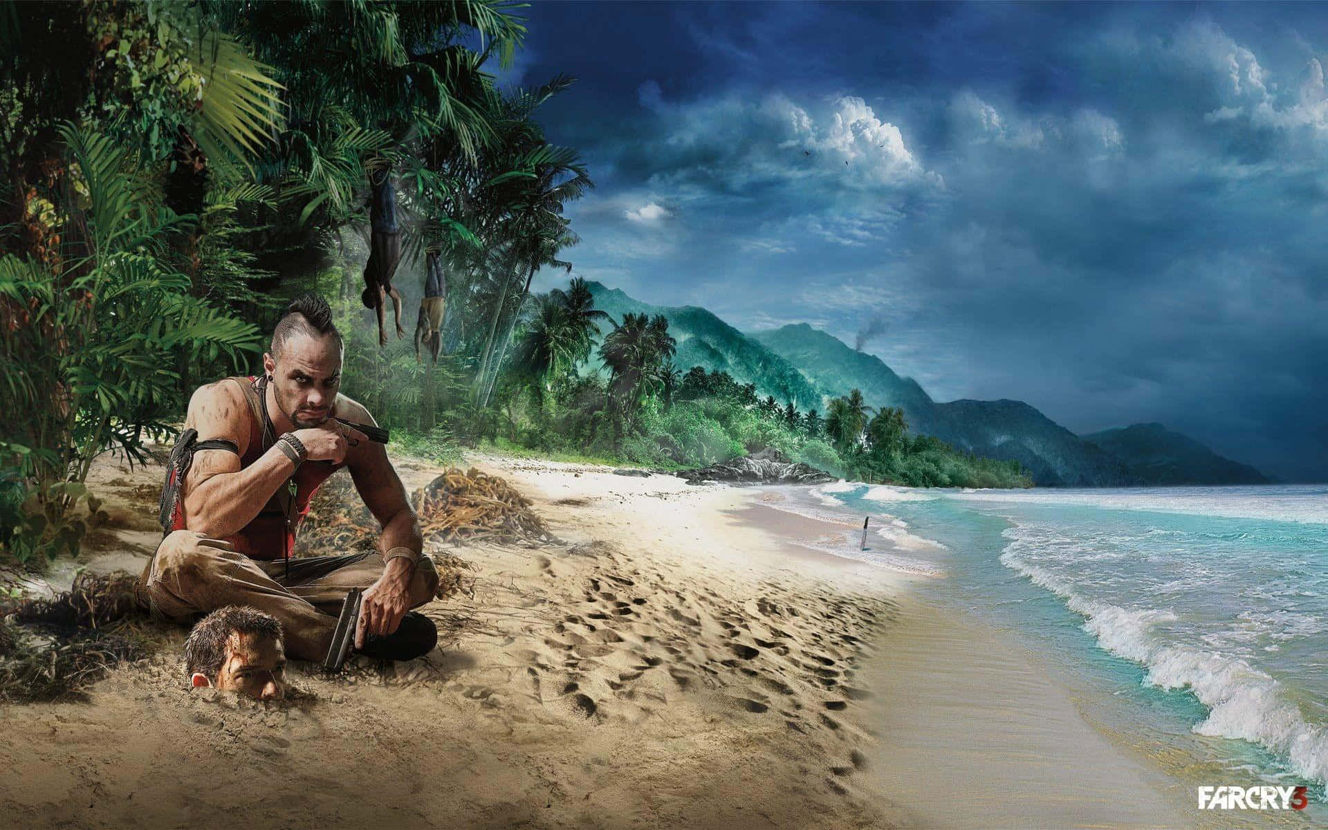 Far Cry 3, Vaas, tropical beach, Full HD Desktop Wallpaper